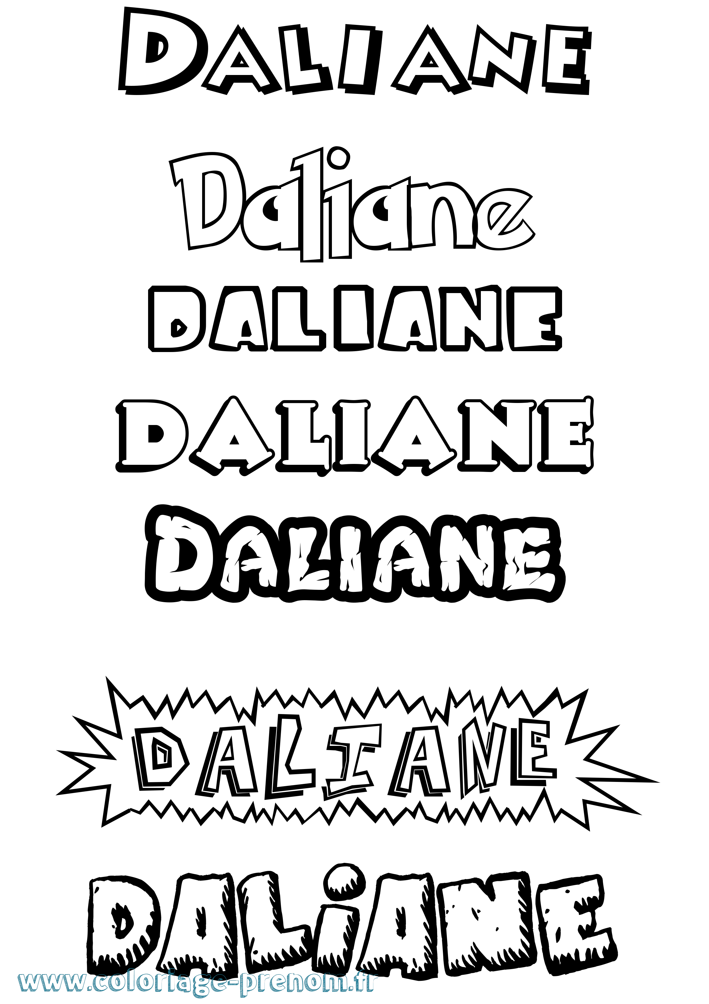 Coloriage Daliane Dessin Animé Coloriage prénom Daliane Dessin Animé