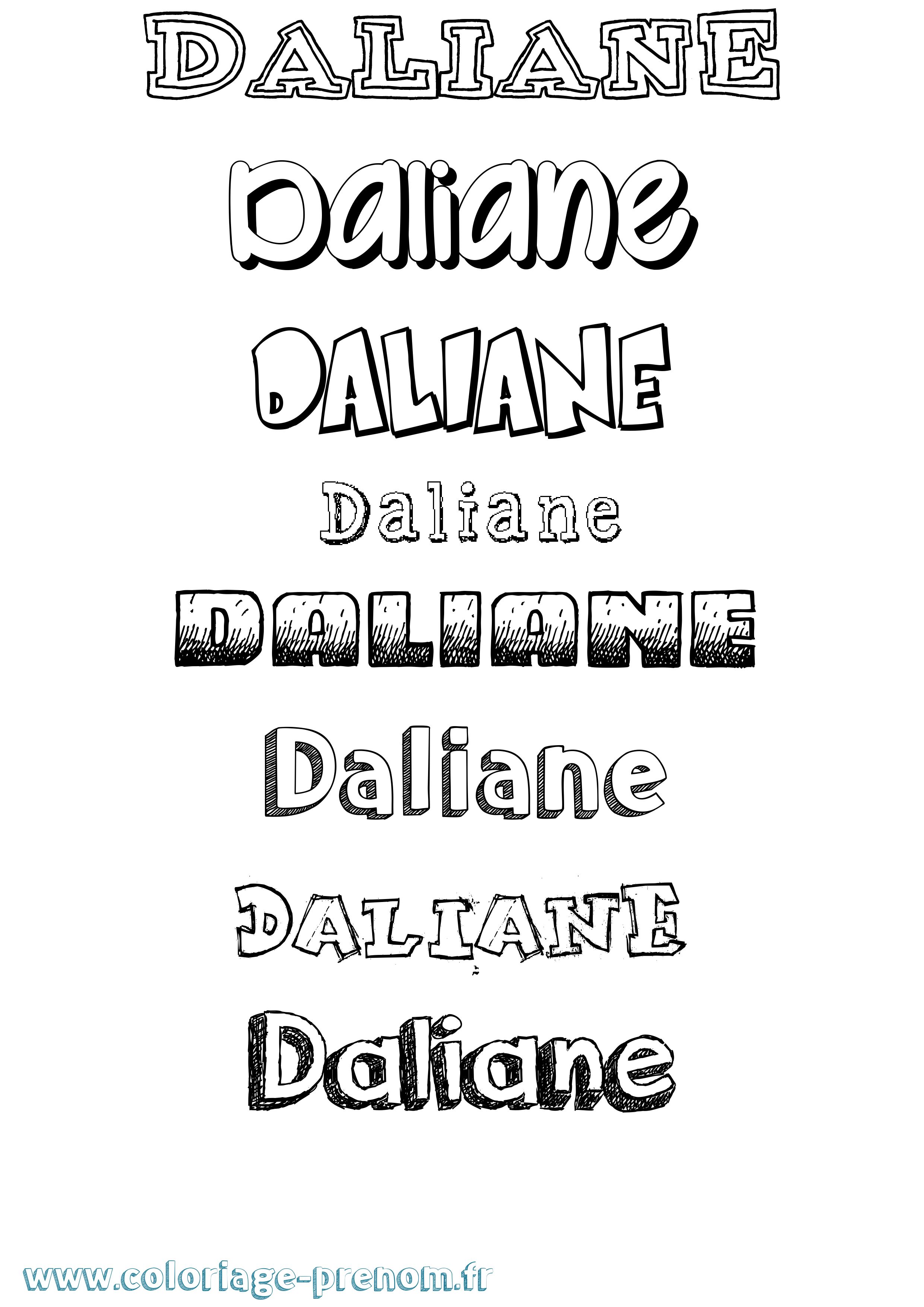 Coloriage Daliane Dessiné Coloriage prénom Daliane Dessiné
