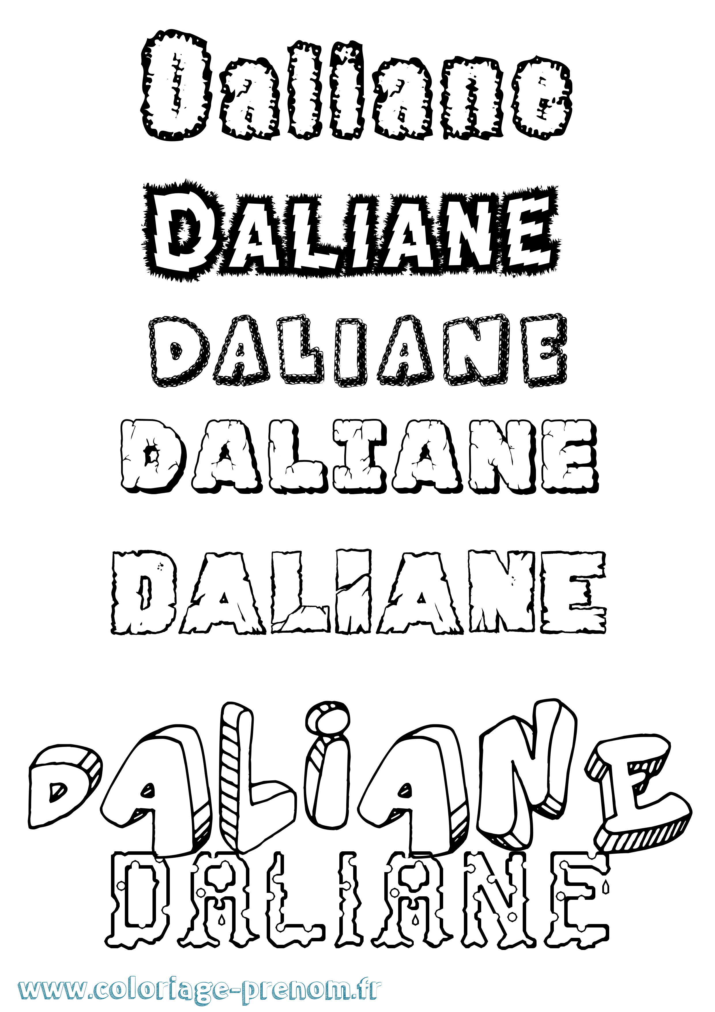 Coloriage Daliane Destructuré Coloriage prénom Daliane Destructuré