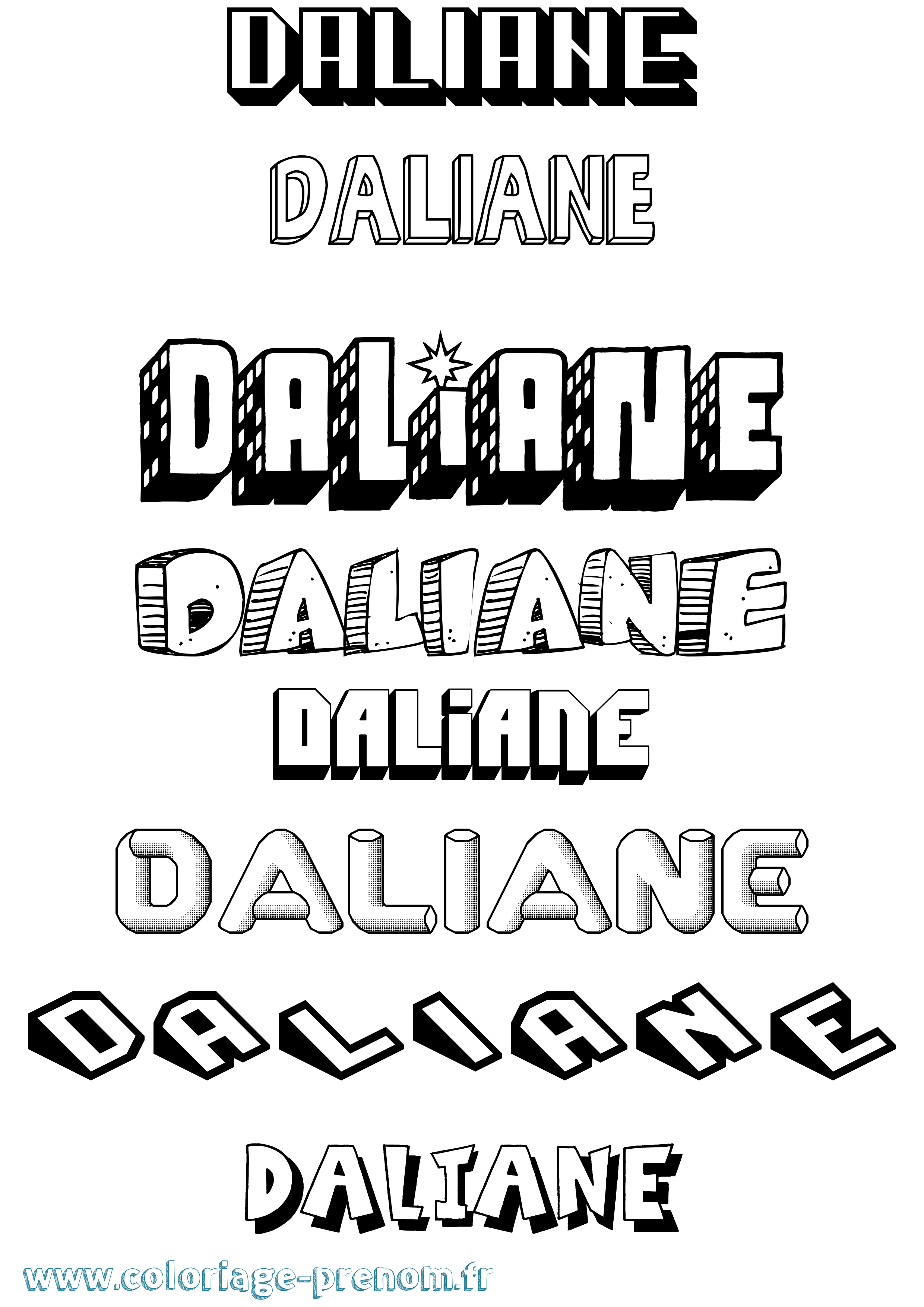Coloriage Daliane Effet 3D Coloriage prénom Daliane Effet 3D