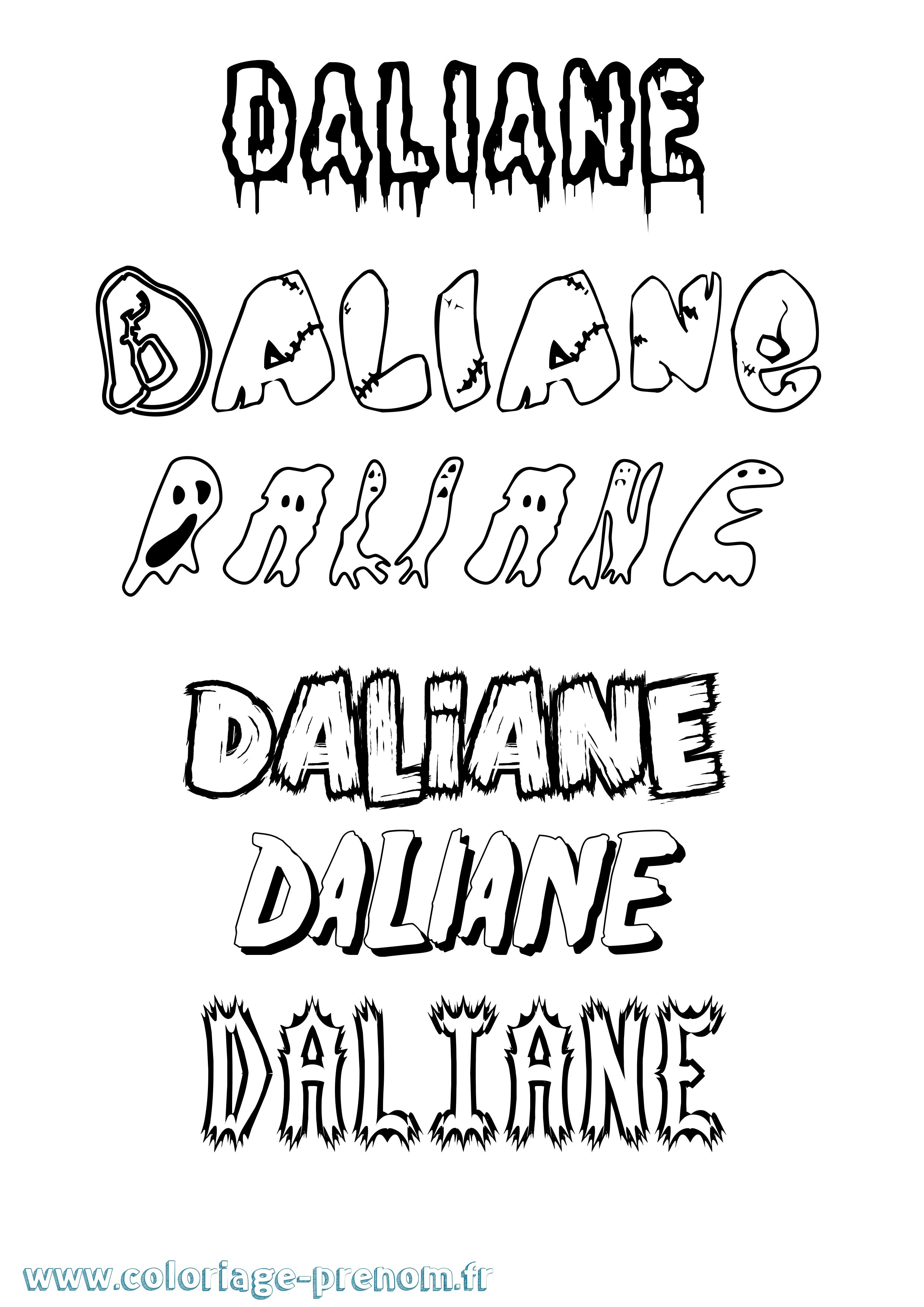 Coloriage Daliane Frisson Coloriage prénom Daliane Frisson