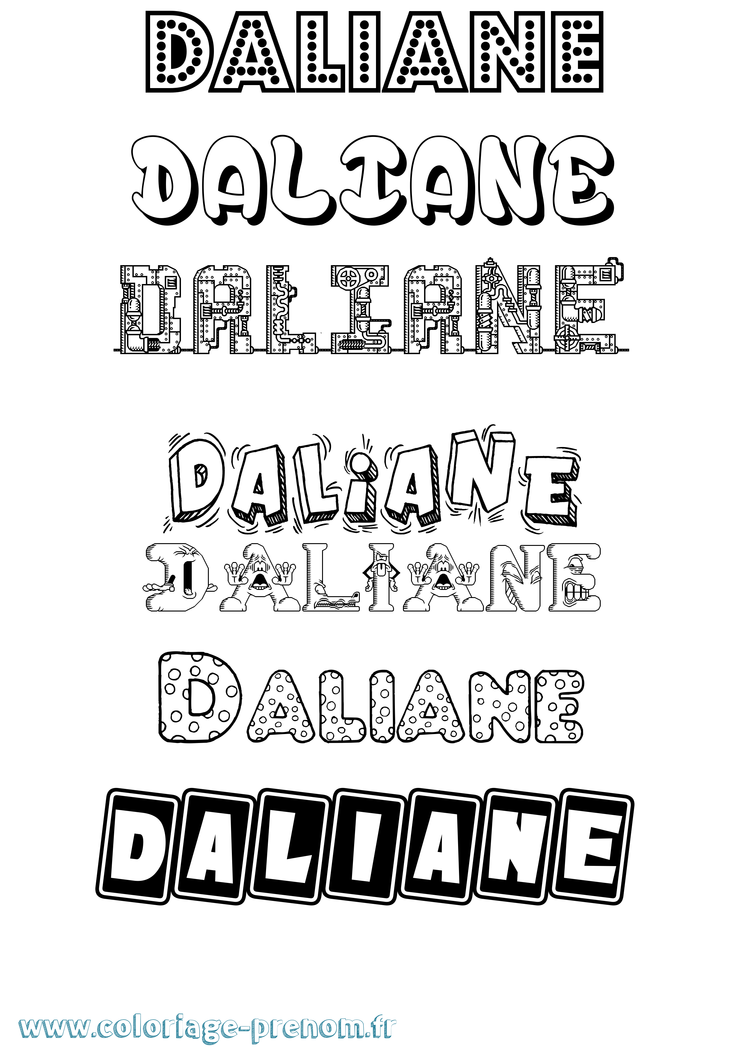 Coloriage Daliane Fun Coloriage prénom Daliane Fun