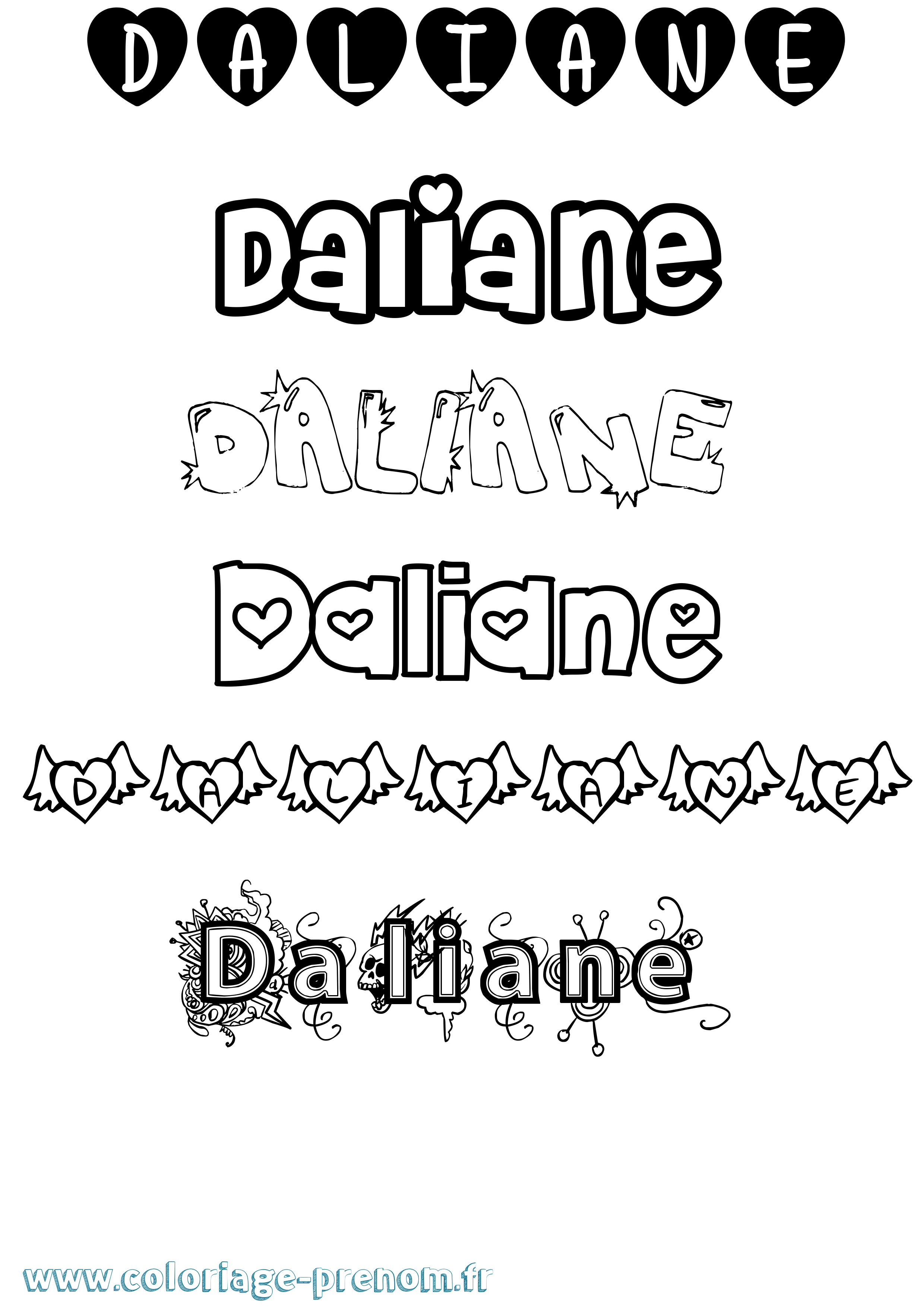 Coloriage Daliane Girly Coloriage prénom Daliane Girly