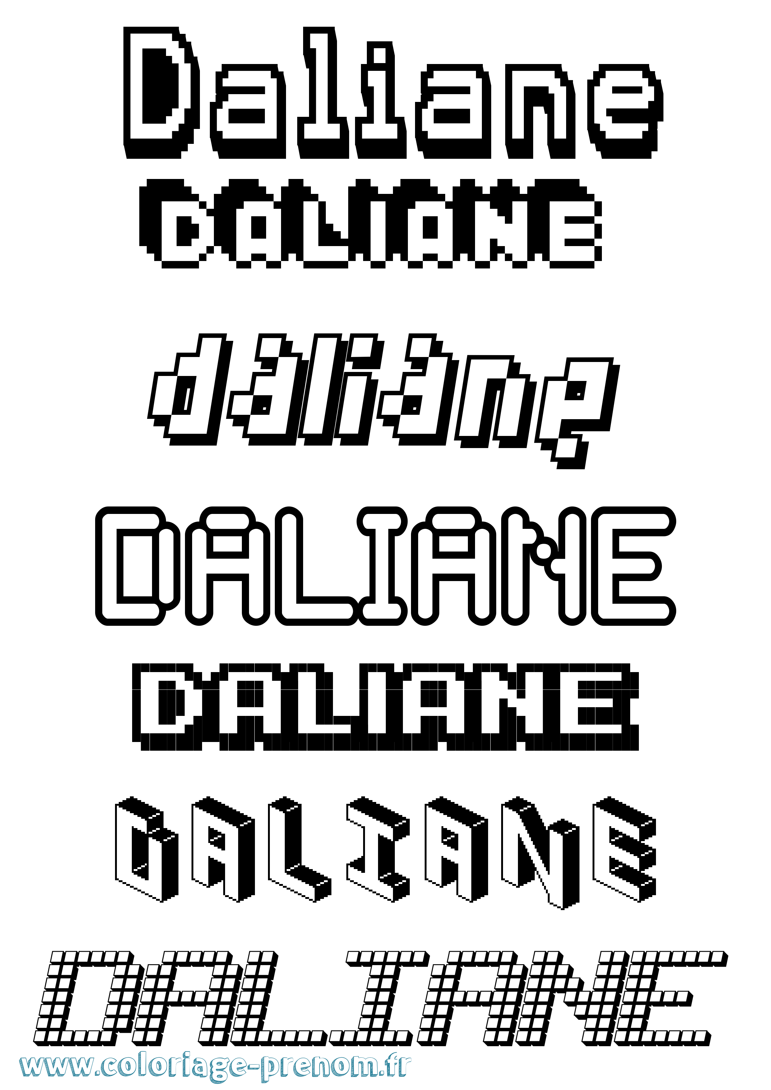 Coloriage Daliane Pixel Coloriage prénom Daliane Pixel