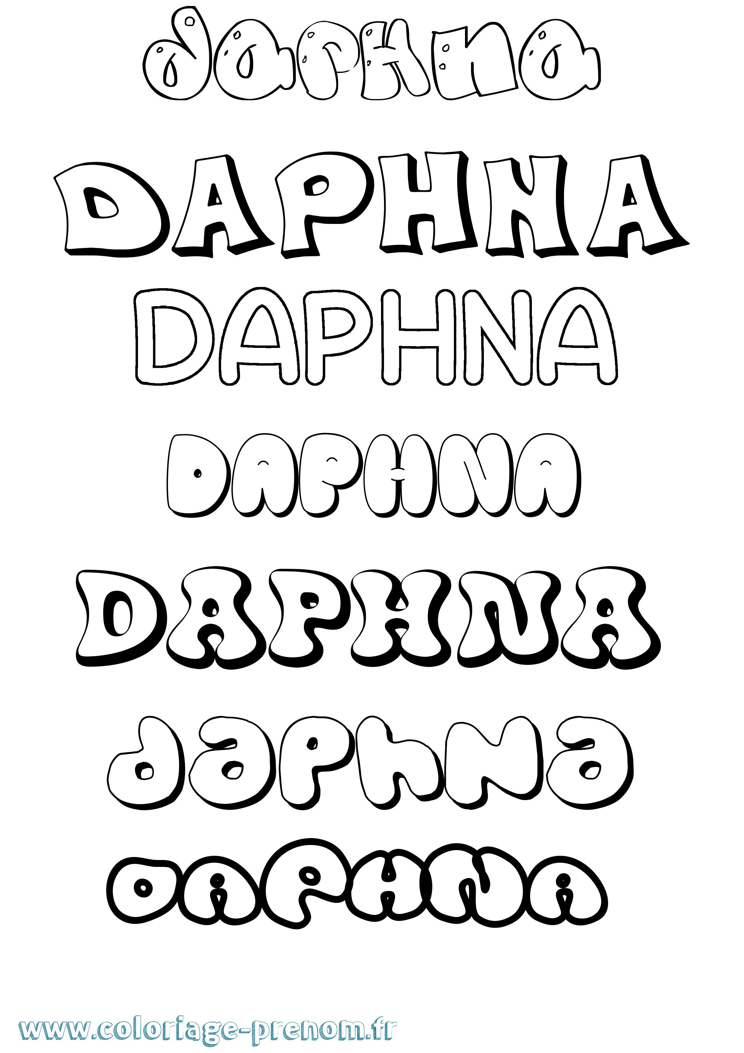 Coloriage Daphna Bubble Coloriage prénom Daphna Bubble