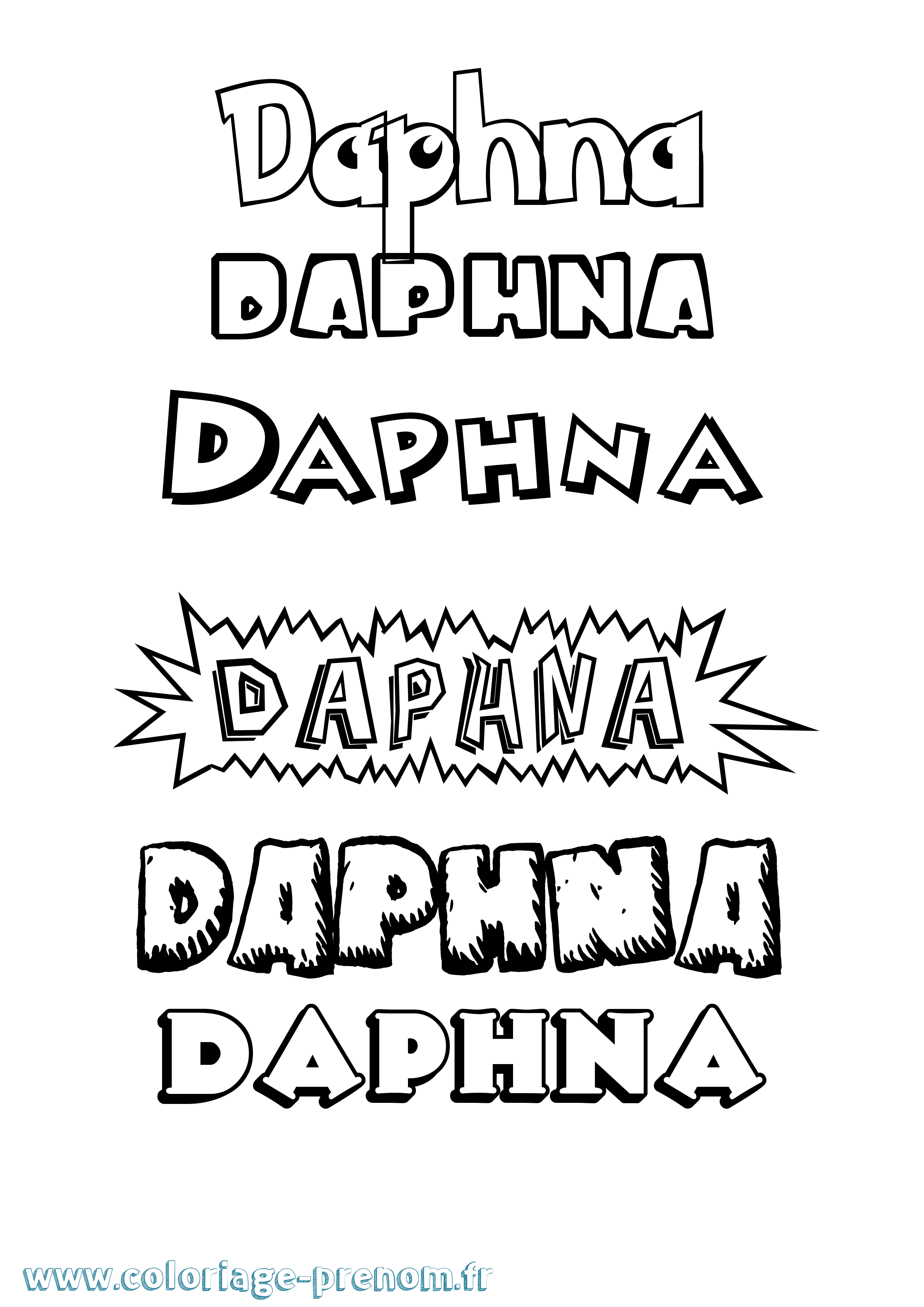 Coloriage Daphna Dessin Animé Coloriage prénom Daphna Dessin Animé