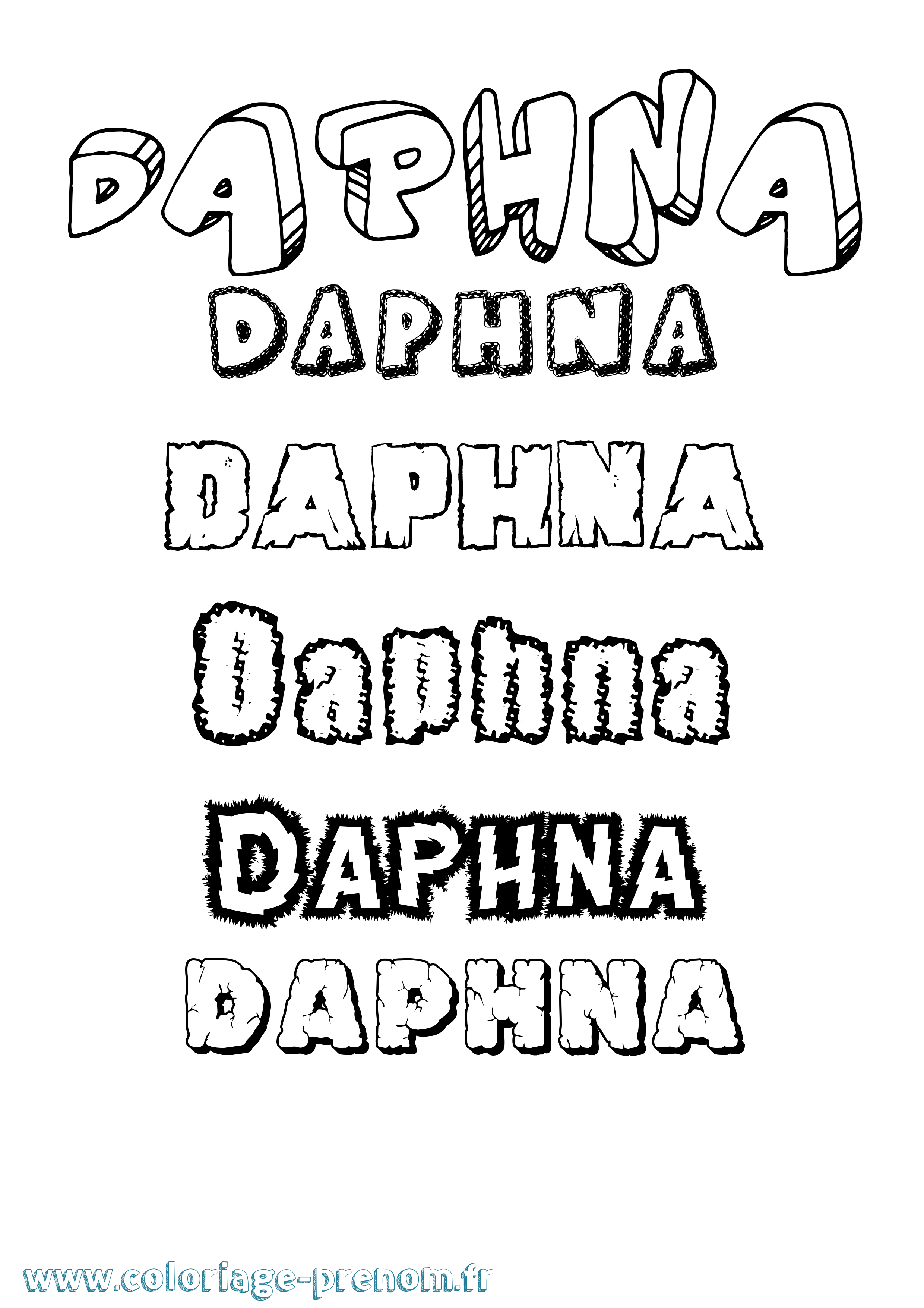 Coloriage Daphna Destructuré Coloriage prénom Daphna Destructuré