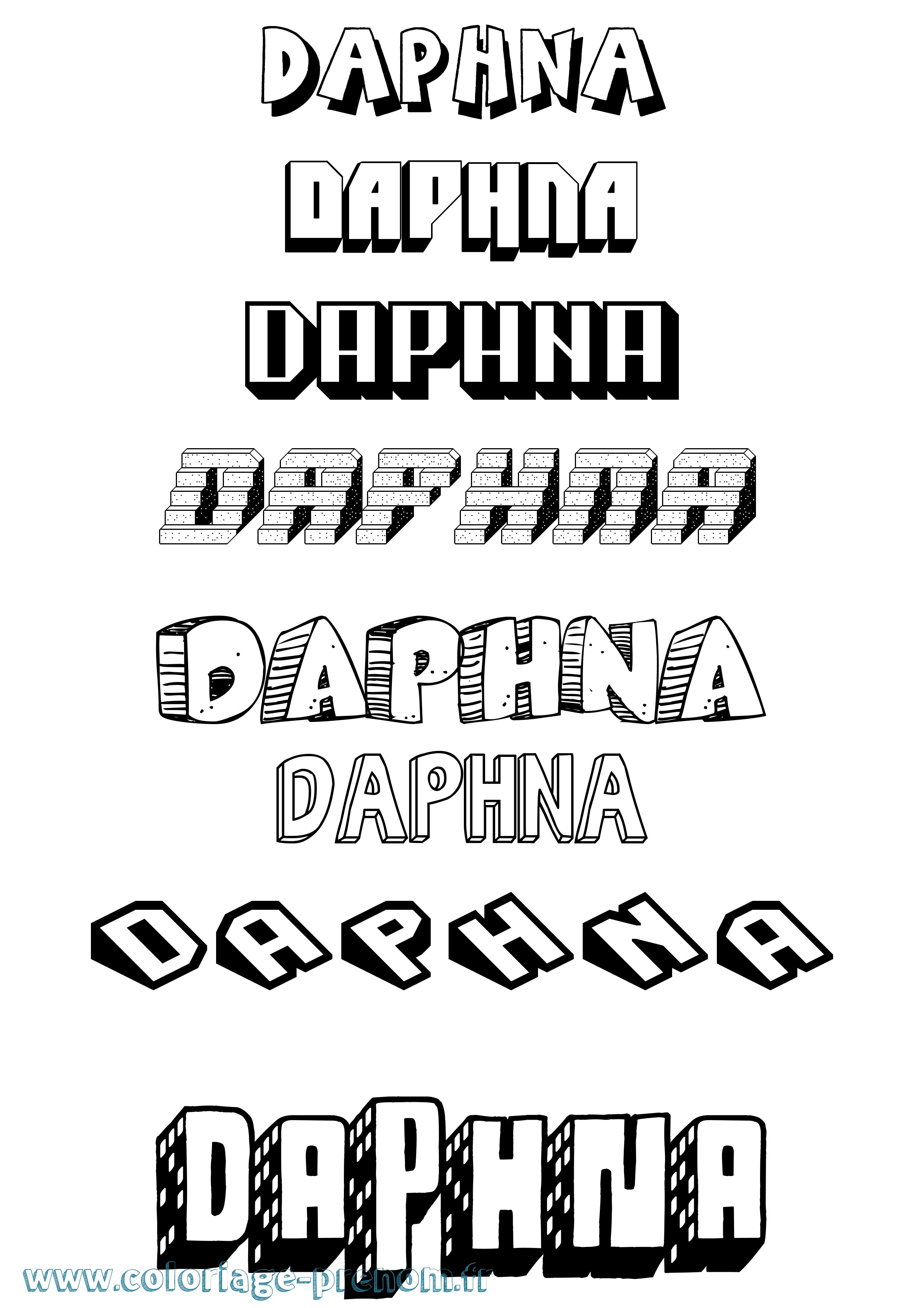Coloriage Daphna Effet 3D Coloriage prénom Daphna Effet 3D
