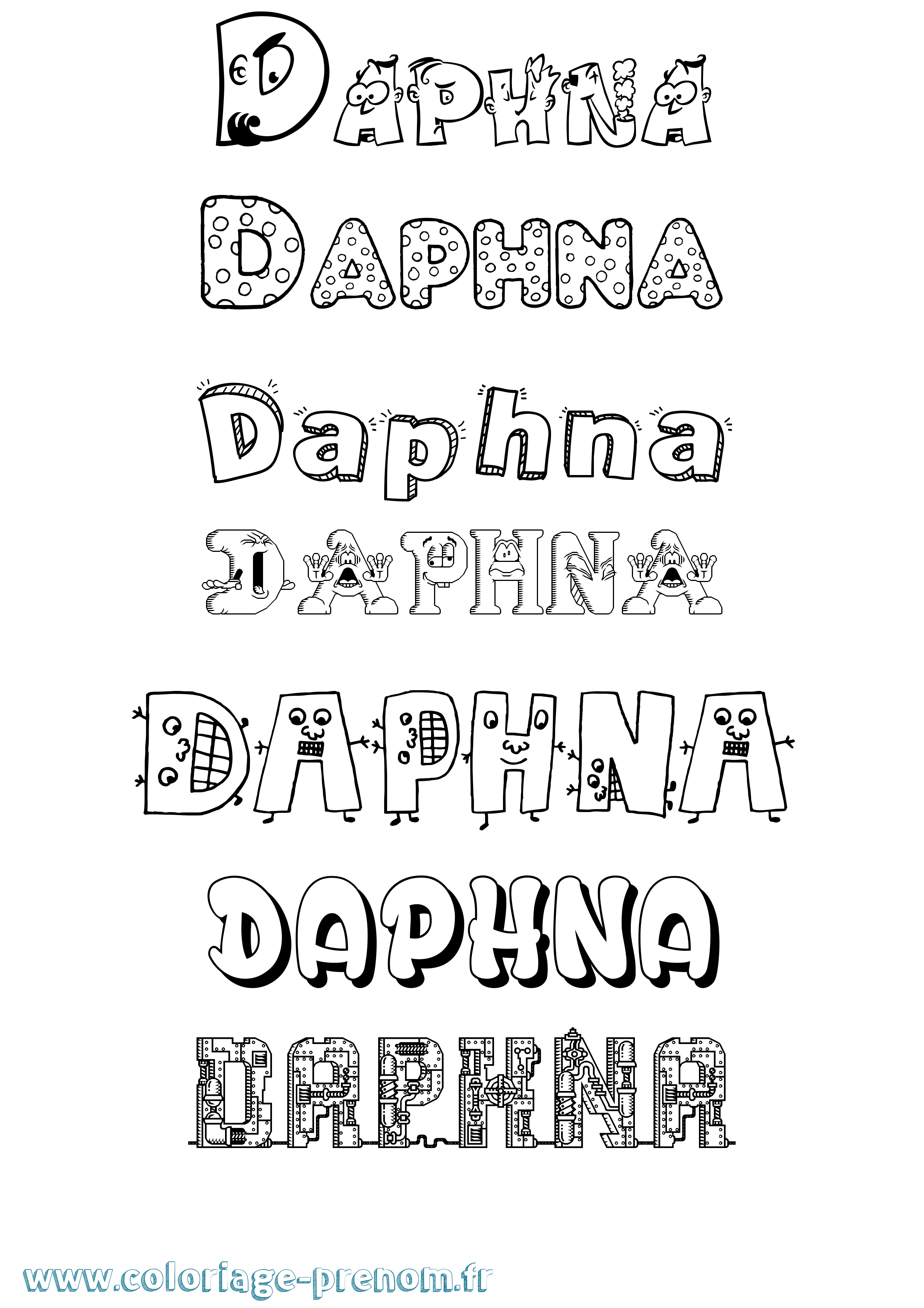 Coloriage Daphna Fun Coloriage prénom Daphna Fun