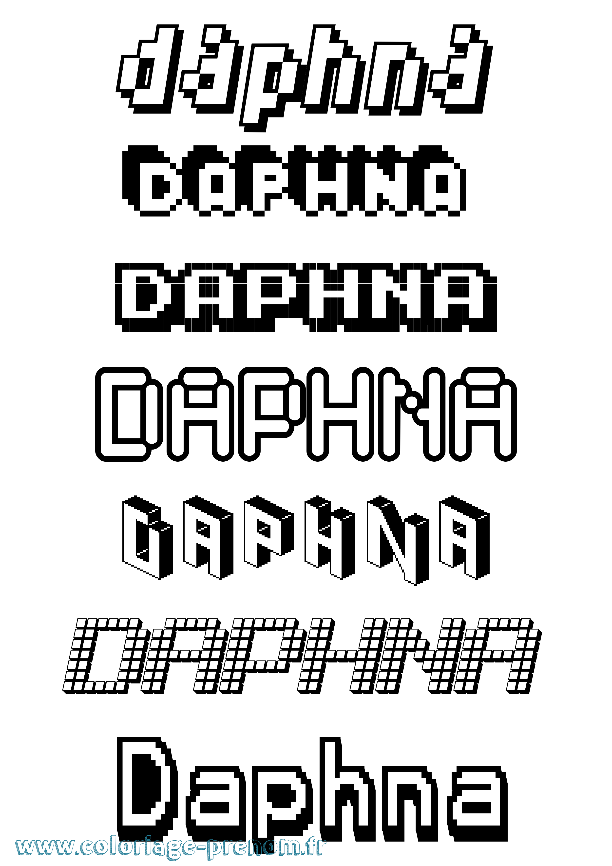 Coloriage Daphna Pixel Coloriage prénom Daphna Pixel