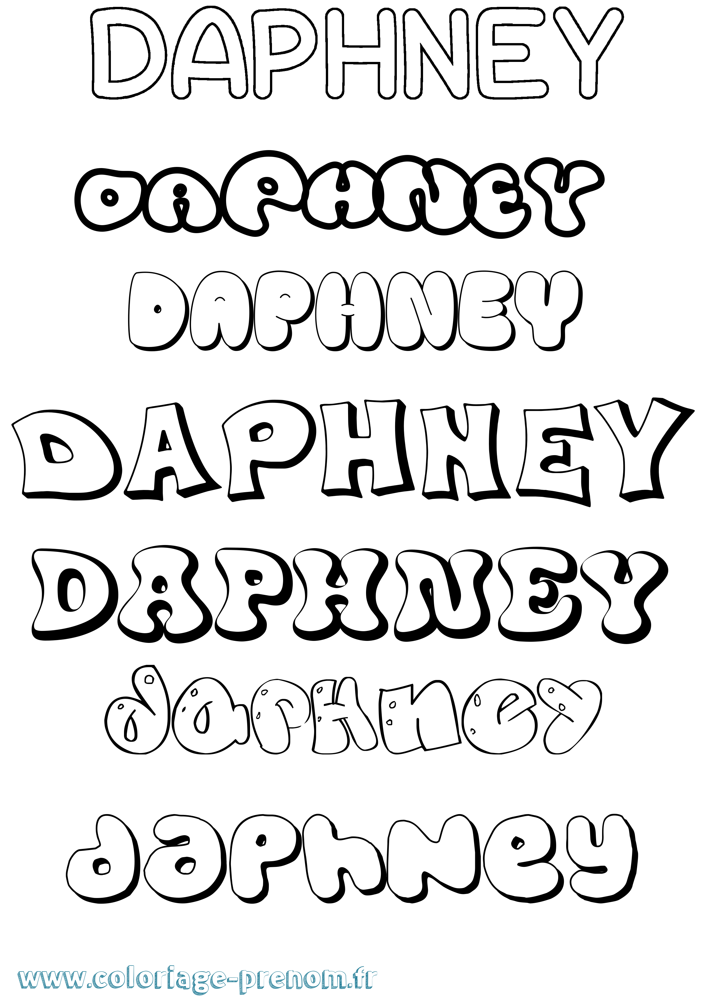 Coloriage Daphney Bubble Coloriage prénom Daphney Bubble
