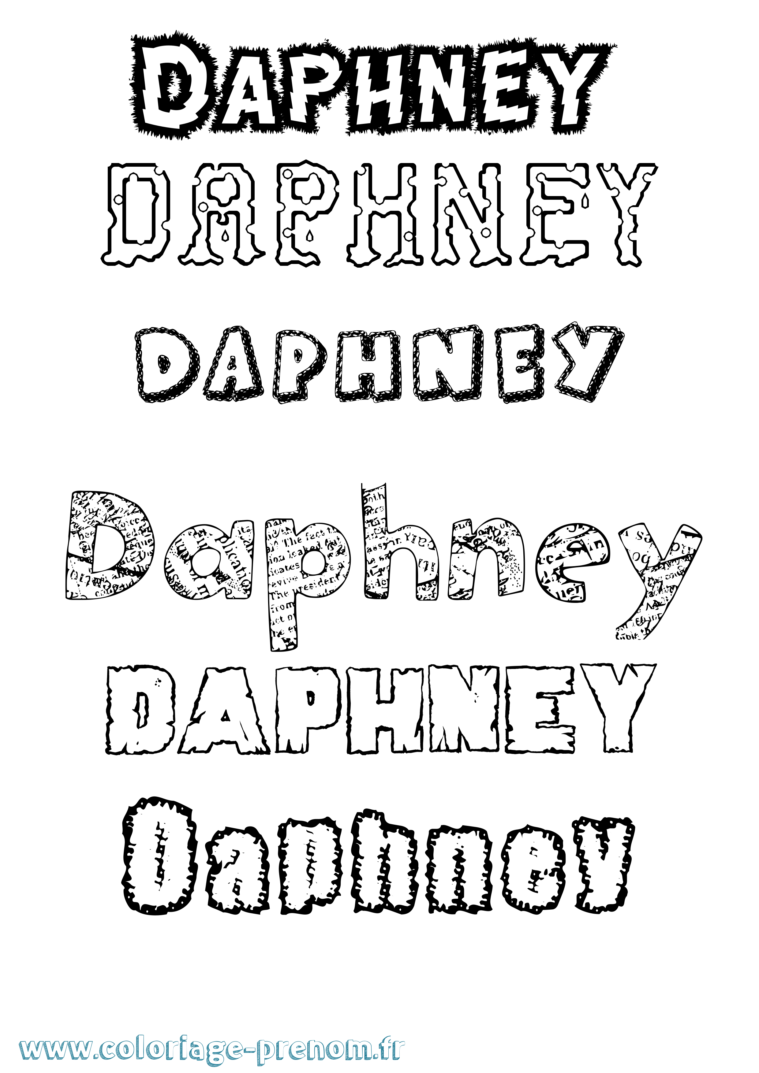 Coloriage Daphney Destructuré Coloriage prénom Daphney Destructuré