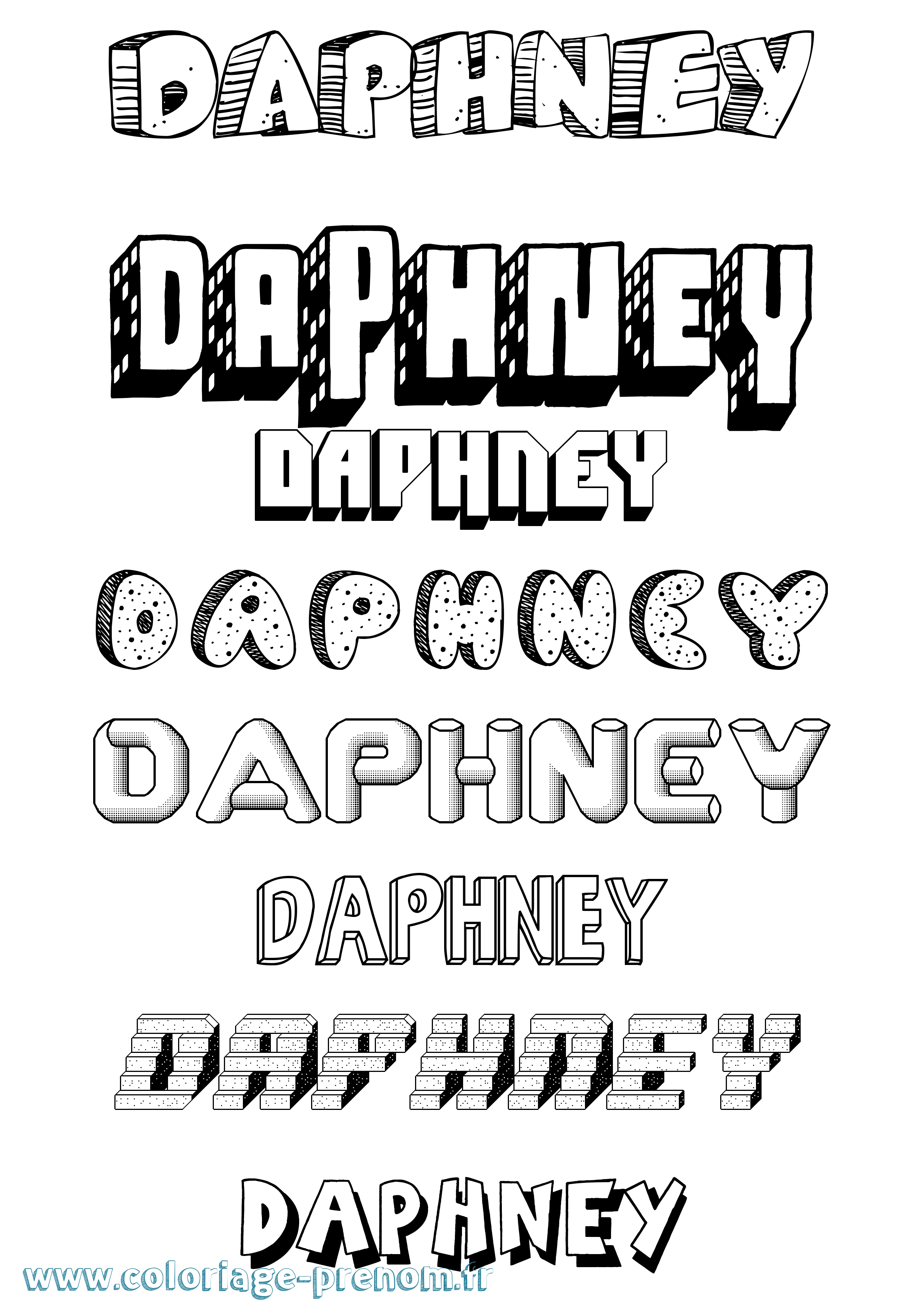 Coloriage Daphney Effet 3D Coloriage prénom Daphney Effet 3D