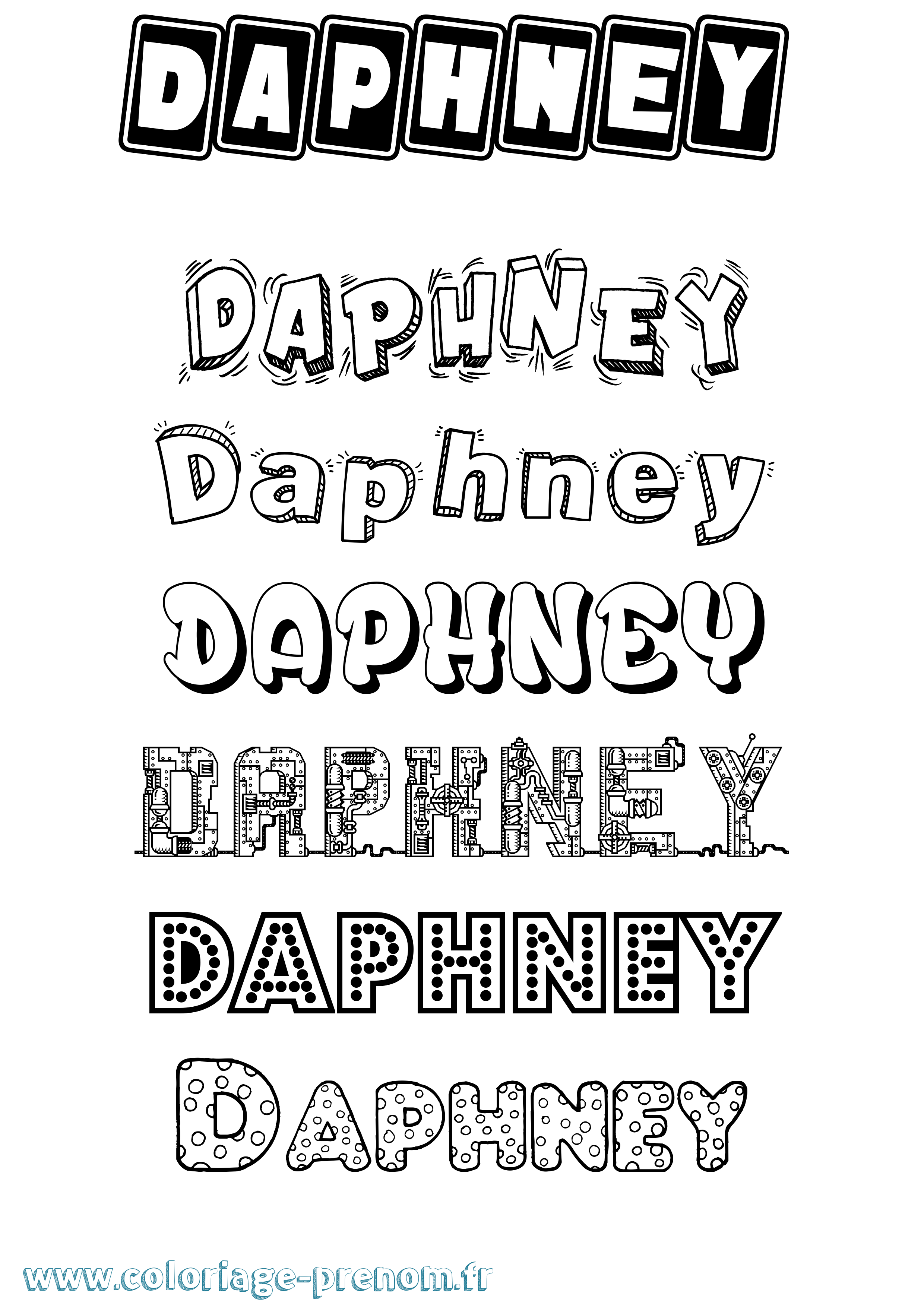 Coloriage Daphney Fun Coloriage prénom Daphney Fun