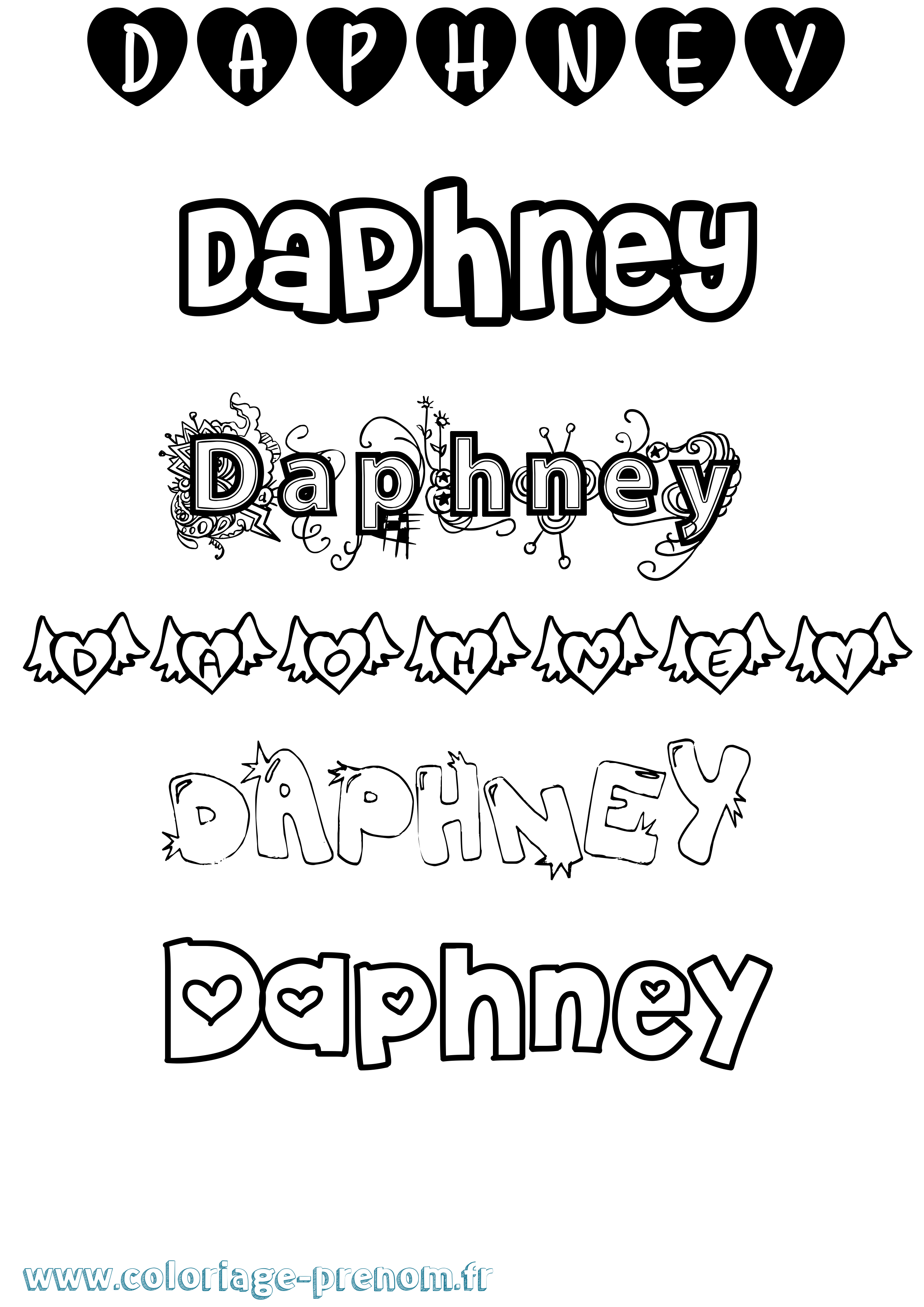 Coloriage Daphney Girly Coloriage prénom Daphney Girly