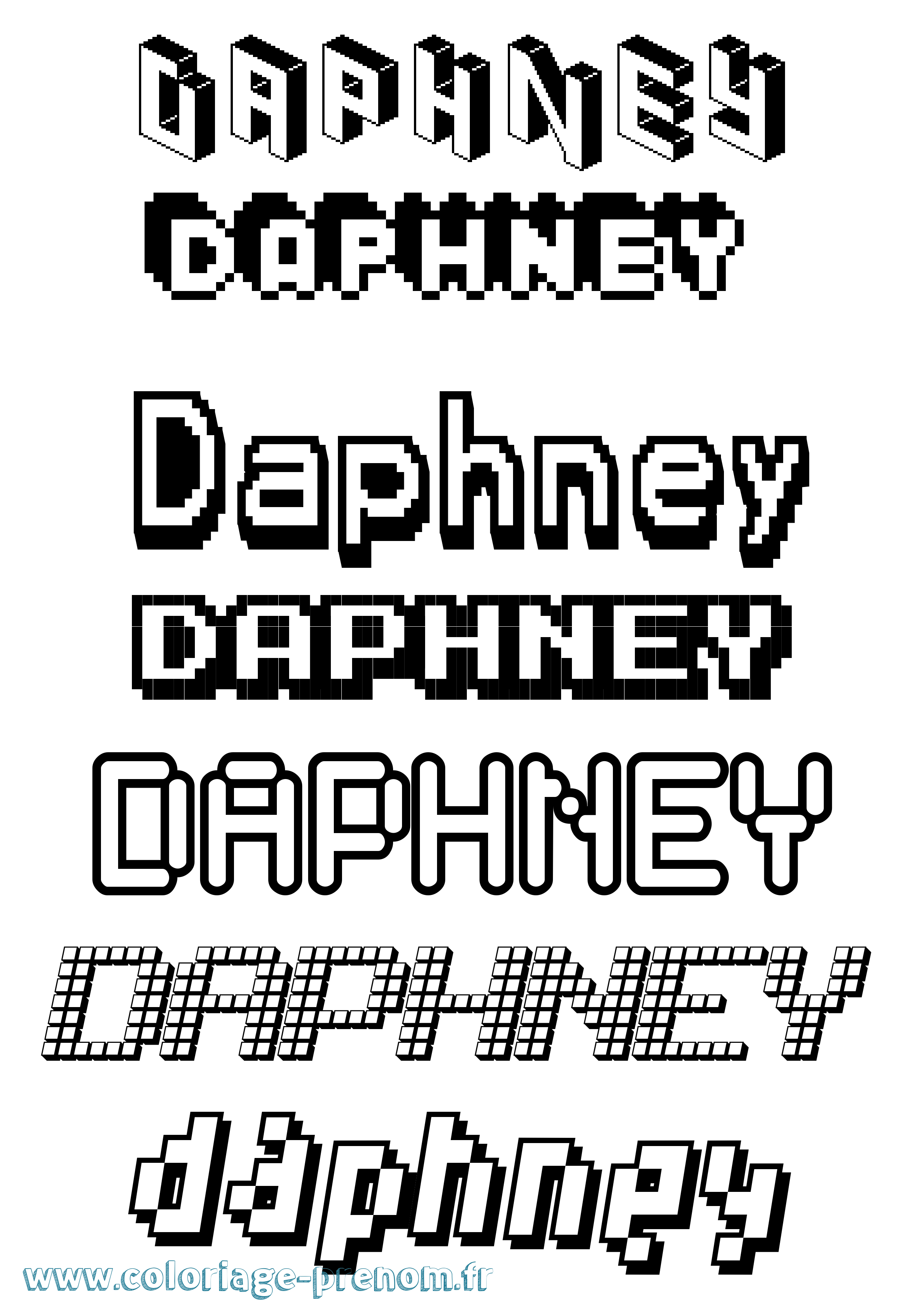 Coloriage Daphney Pixel Coloriage prénom Daphney Pixel