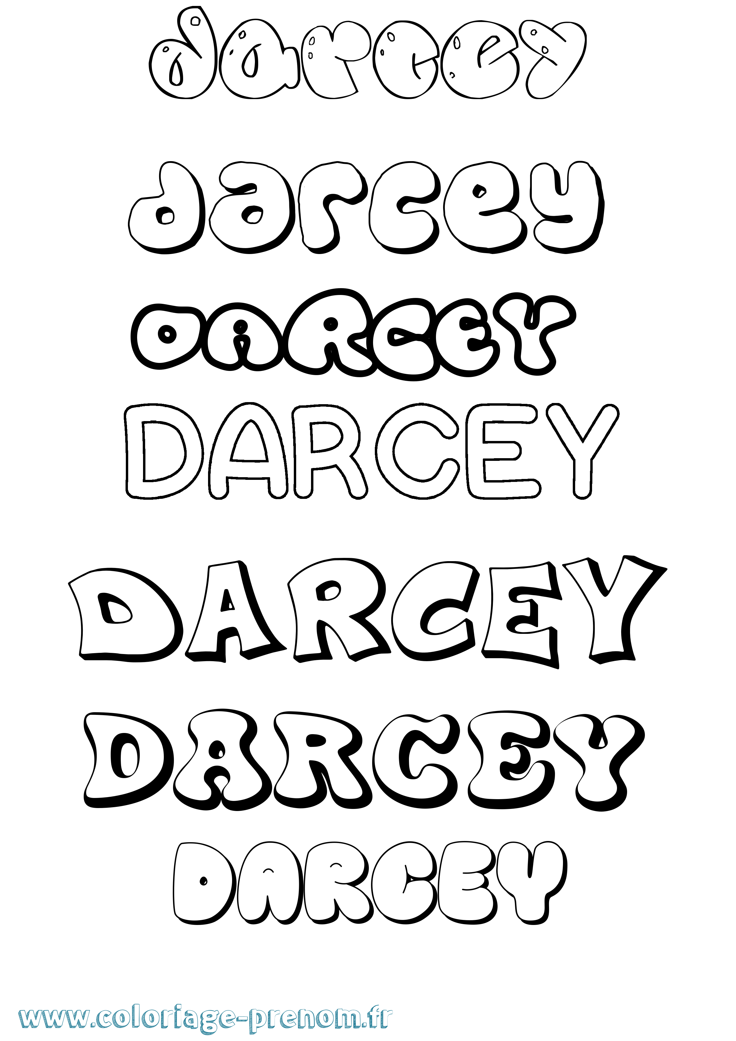 Coloriage Darcey Bubble Coloriage prénom Darcey Bubble