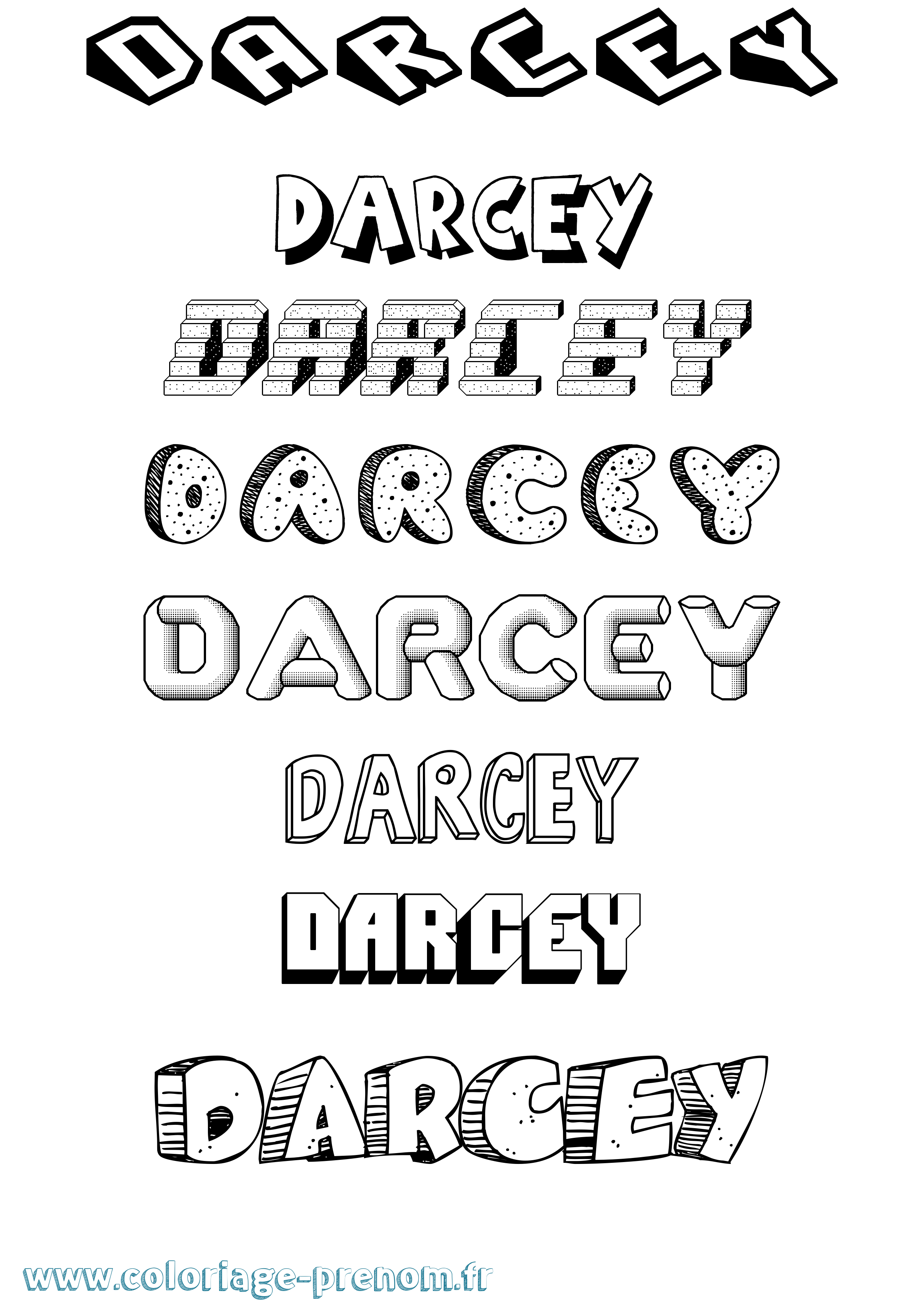 Coloriage Darcey Effet 3D Coloriage prénom Darcey Effet 3D