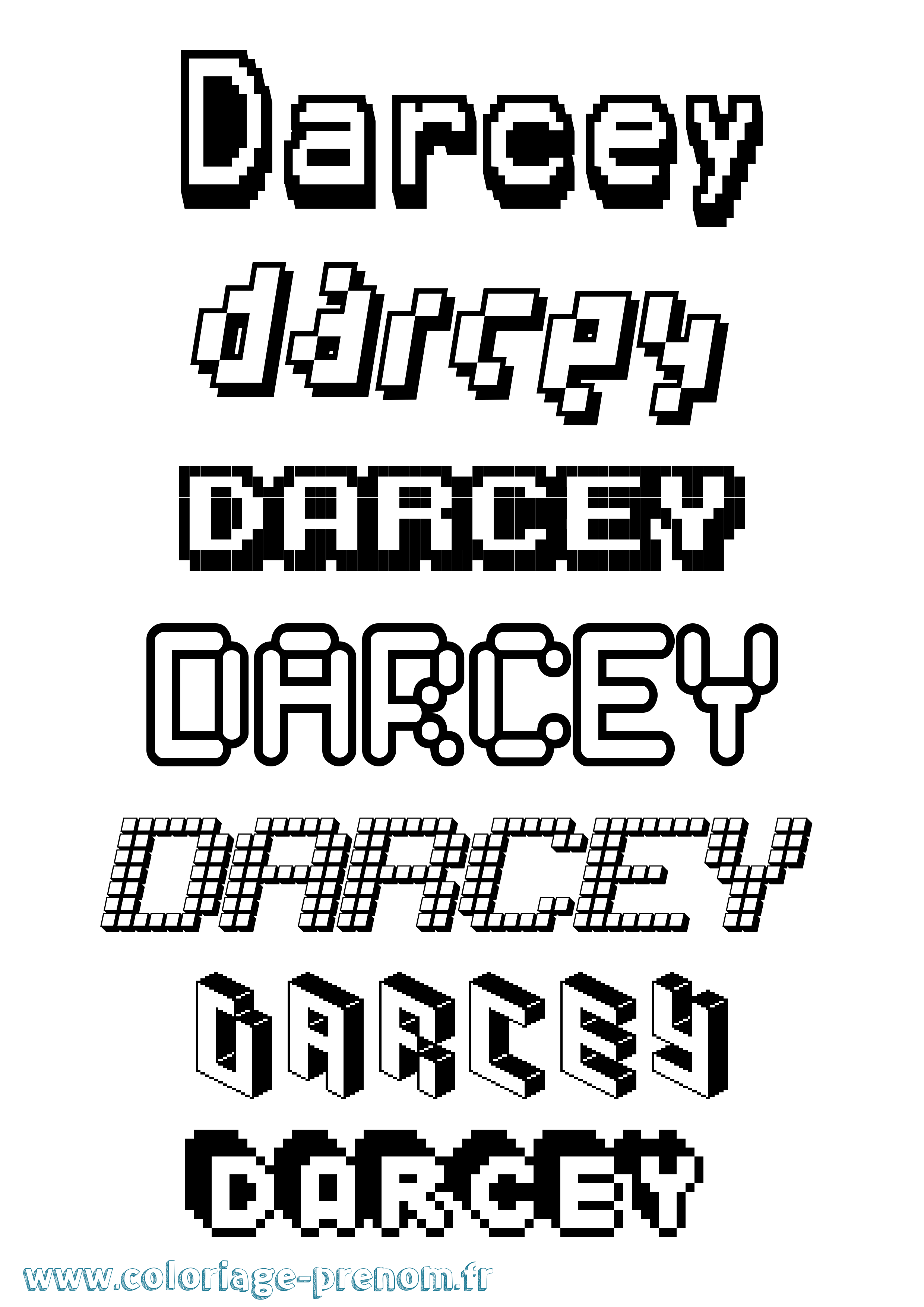 Coloriage Darcey Pixel Coloriage prénom Darcey Pixel