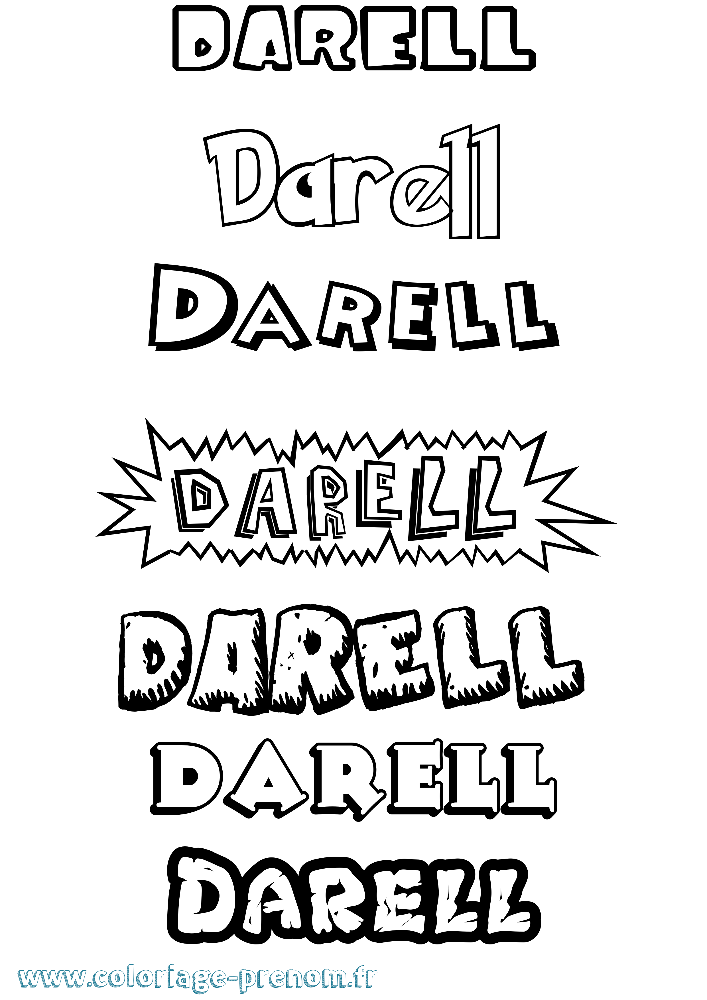 Coloriage Darell Dessin Animé Coloriage prénom Darell Dessin Animé