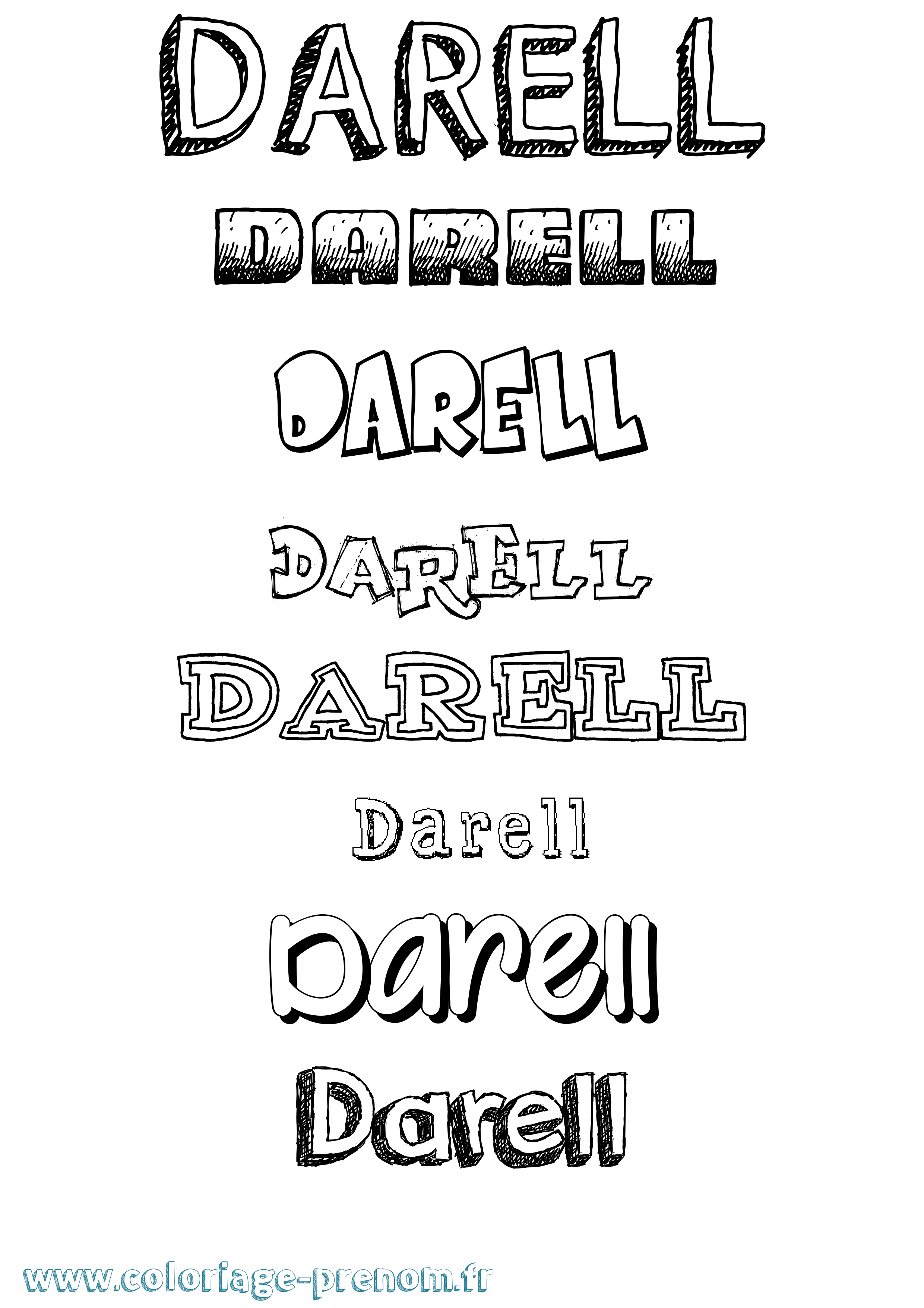 Coloriage Darell Dessiné Coloriage prénom Darell Dessiné