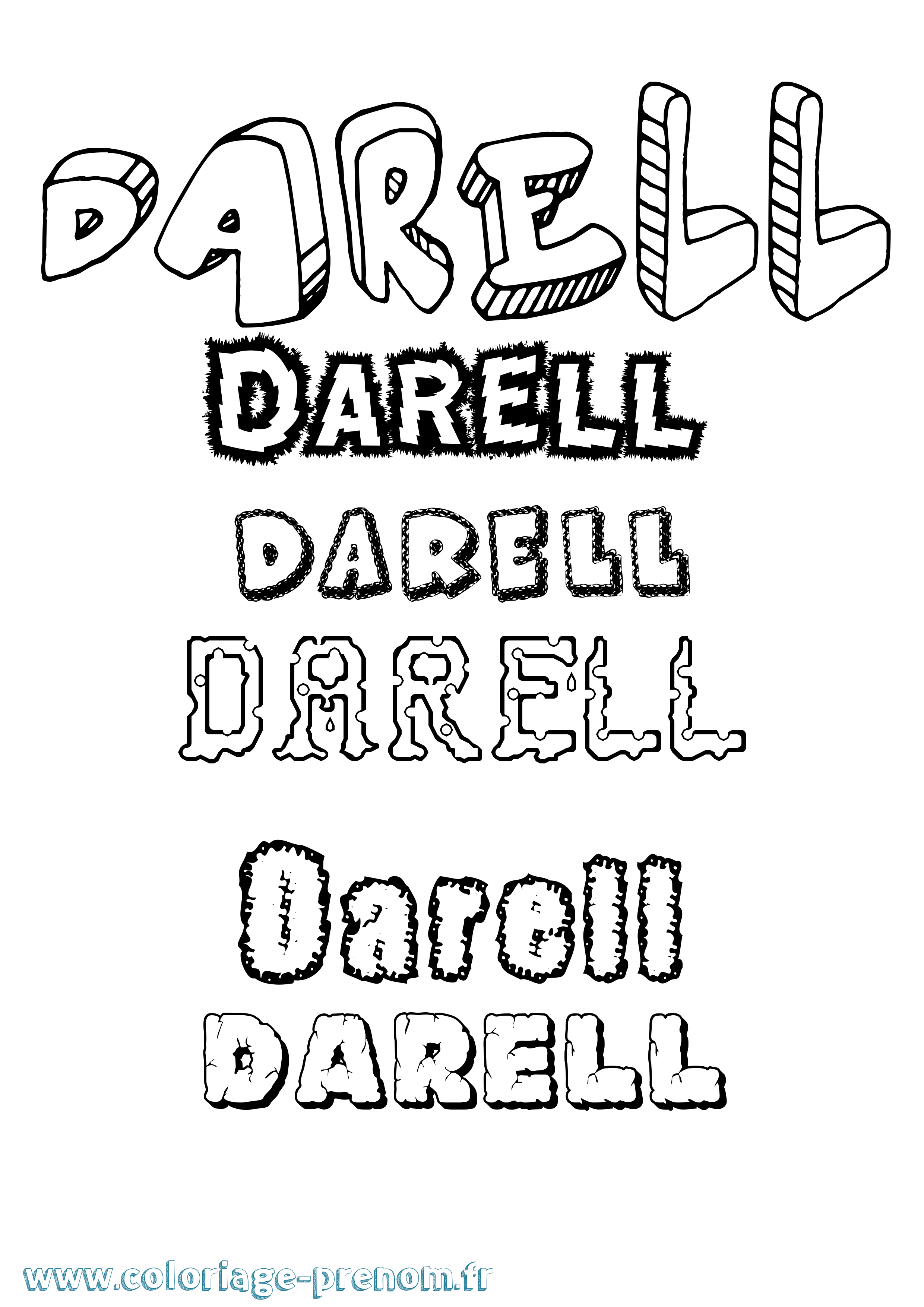 Coloriage Darell Destructuré Coloriage prénom Darell Destructuré