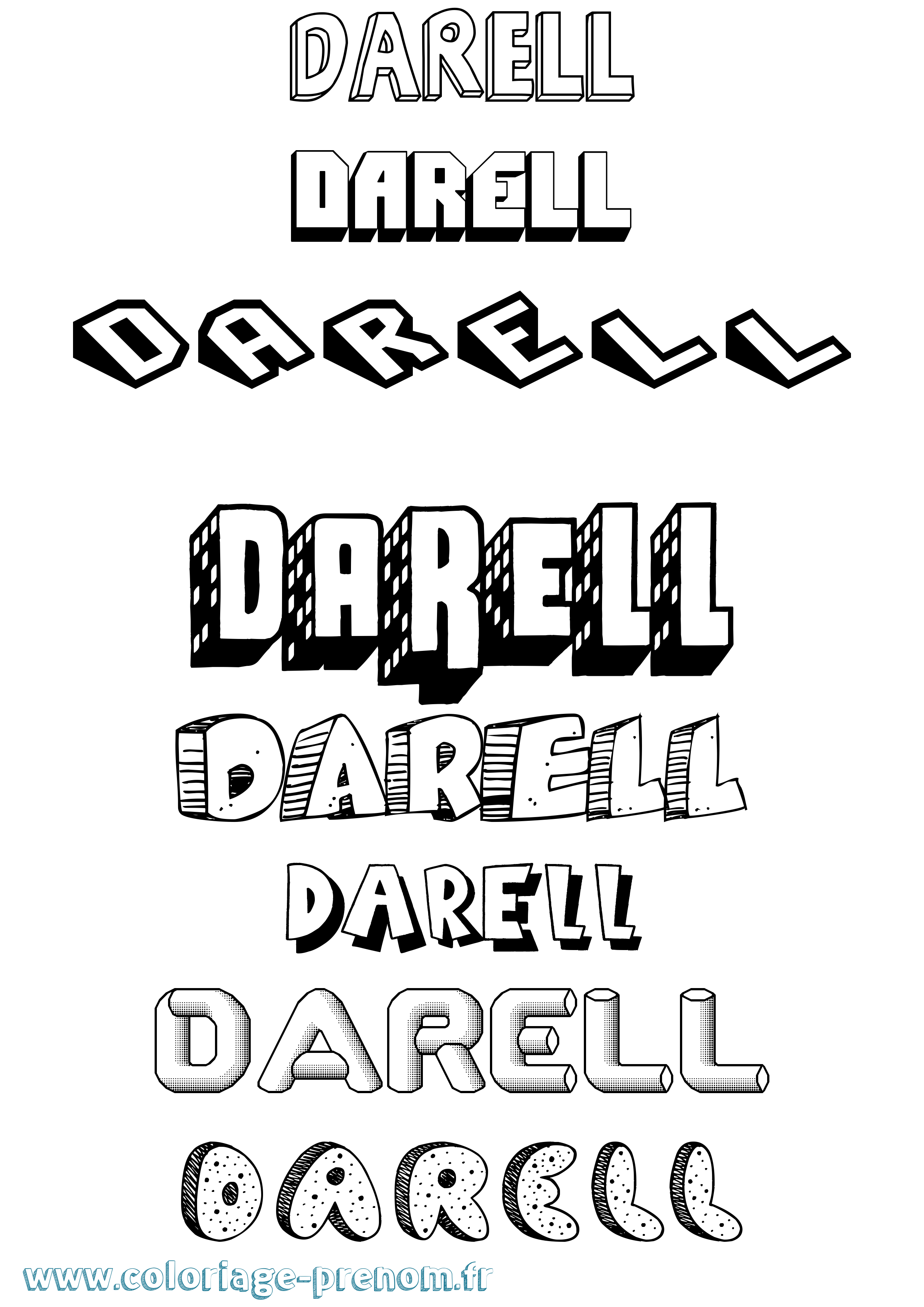 Coloriage Darell Effet 3D Coloriage prénom Darell Effet 3D