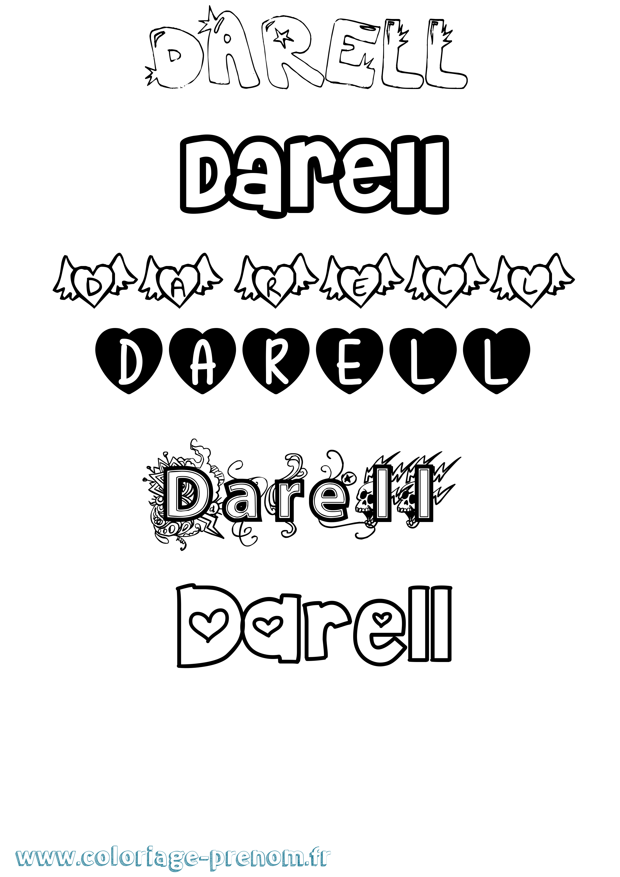 Coloriage Darell Girly Coloriage prénom Darell Girly