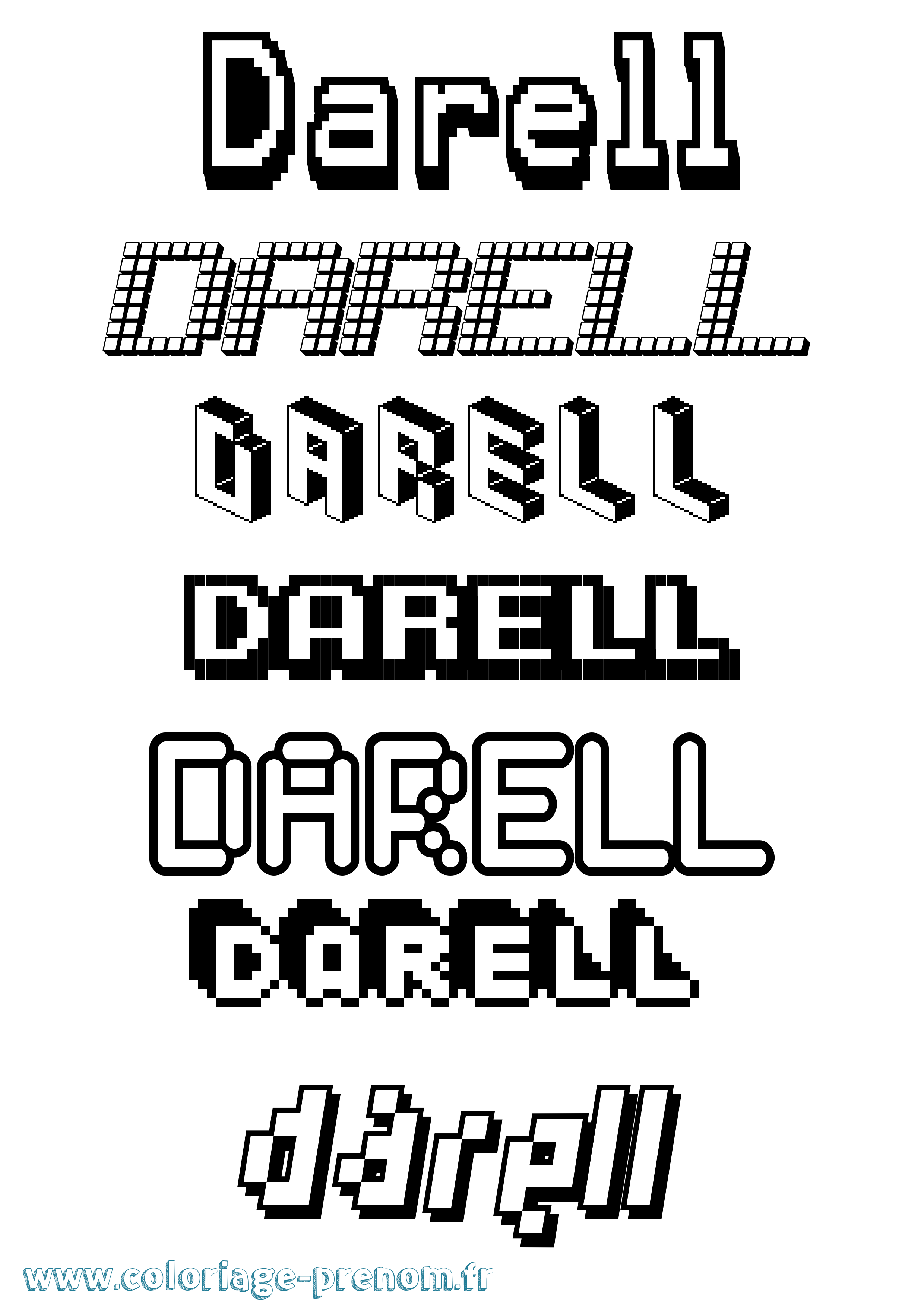 Coloriage Darell Pixel Coloriage prénom Darell Pixel
