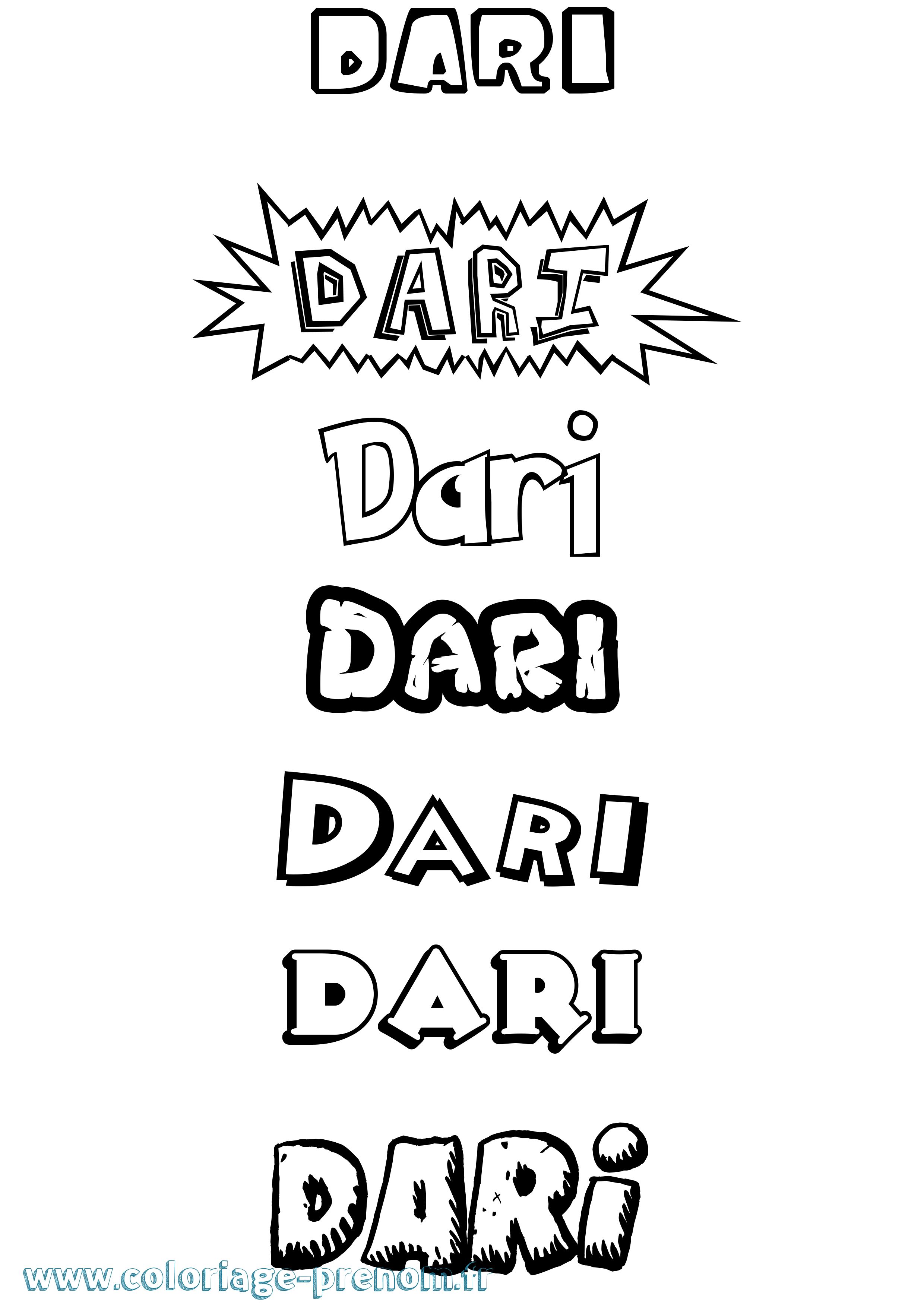 Coloriage Dari Dessin Animé Coloriage prénom Dari Dessin Animé