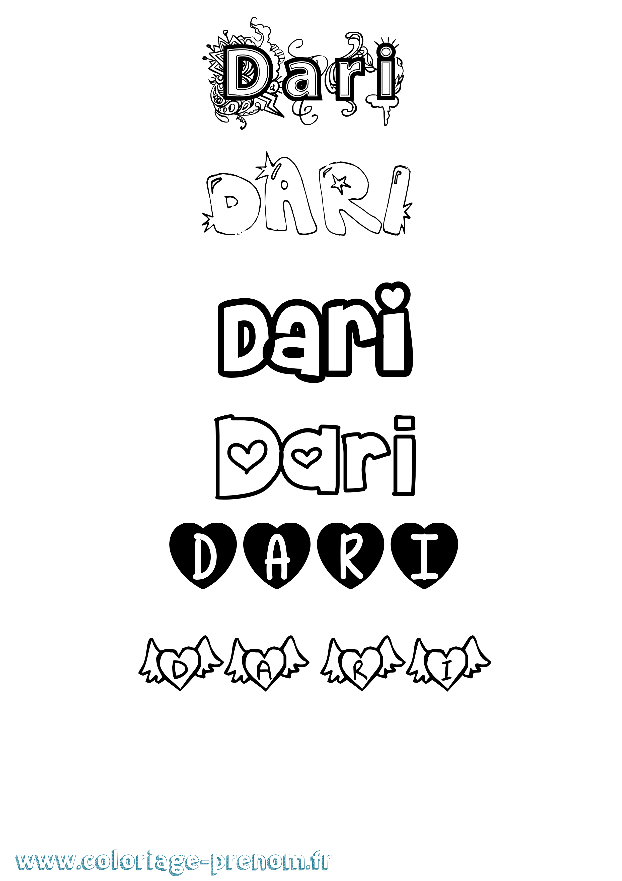 Coloriage Dari Girly Coloriage prénom Dari Girly