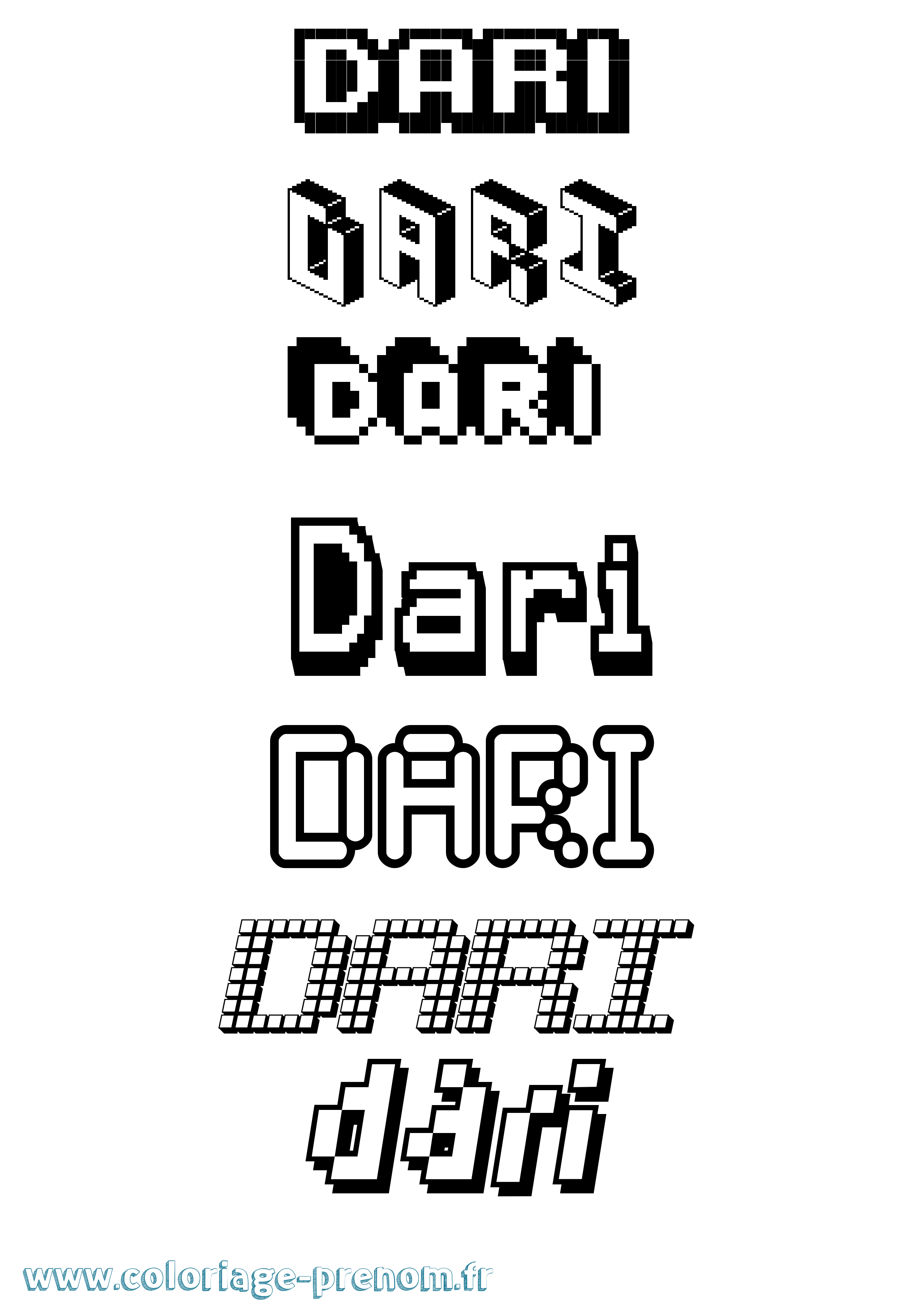 Coloriage Dari Pixel Coloriage prénom Dari Pixel
