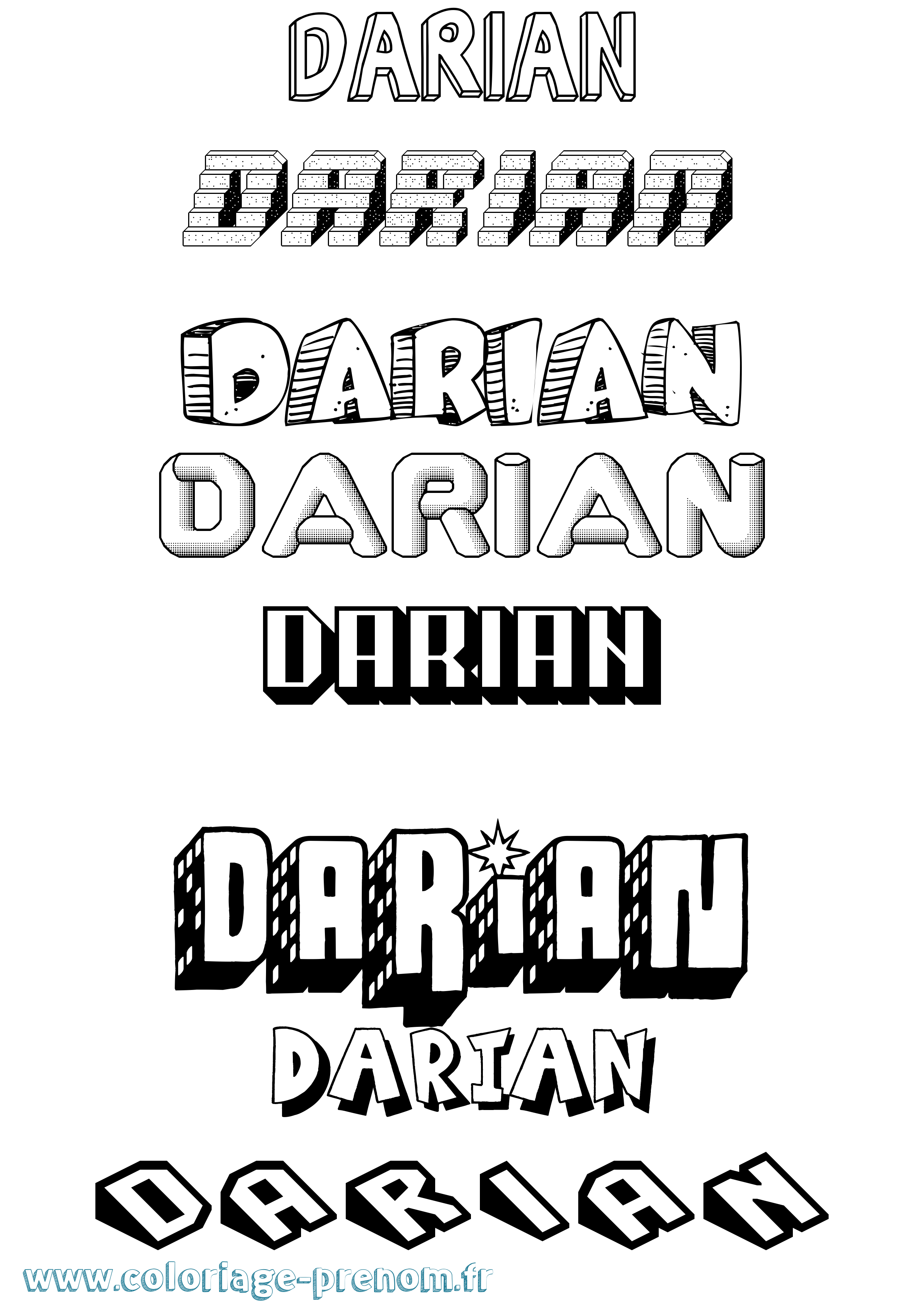 Coloriage Darian Effet 3D Coloriage prénom Darian Effet 3D