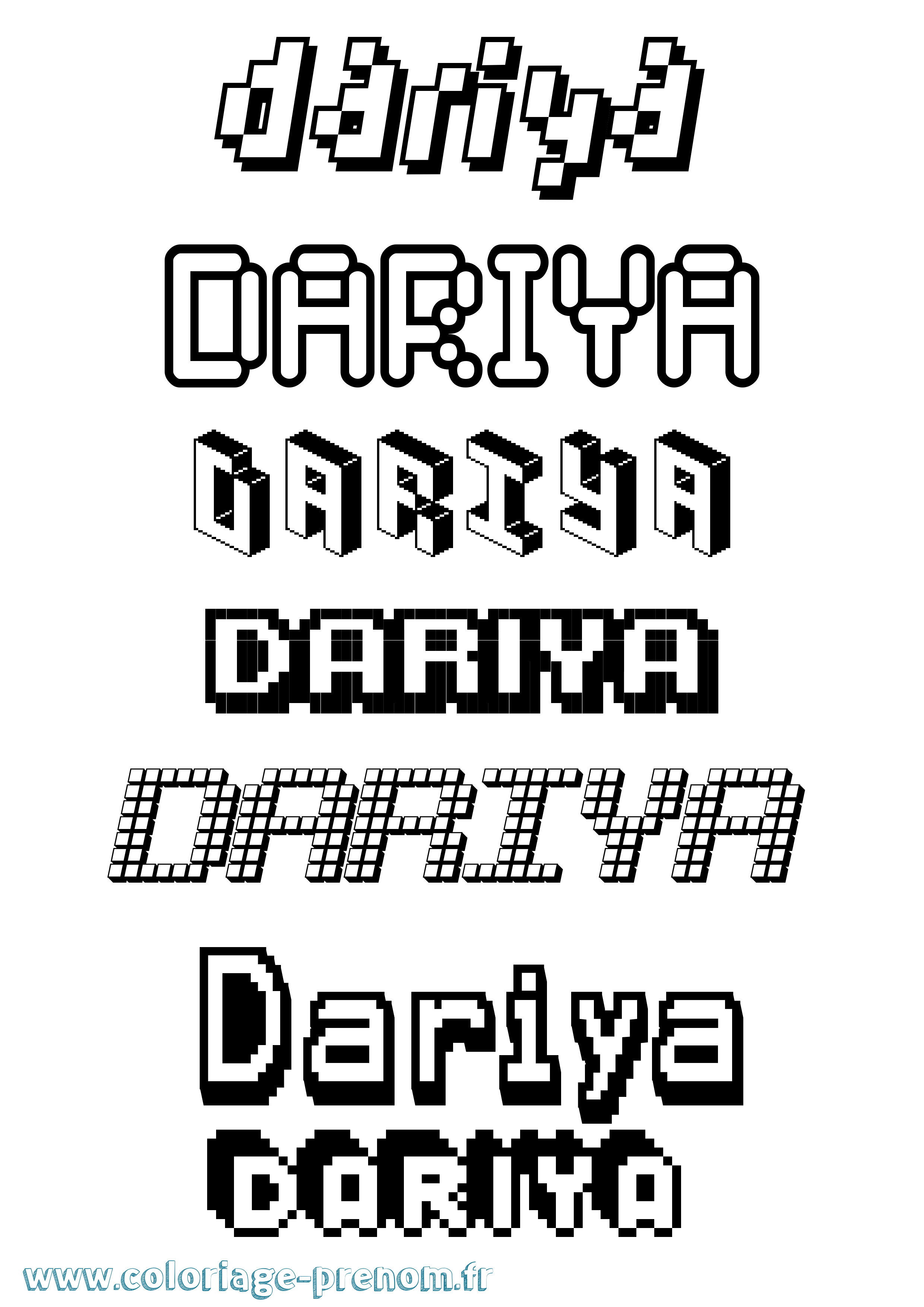 Coloriage Dariya Pixel Coloriage prénom Dariya Pixel