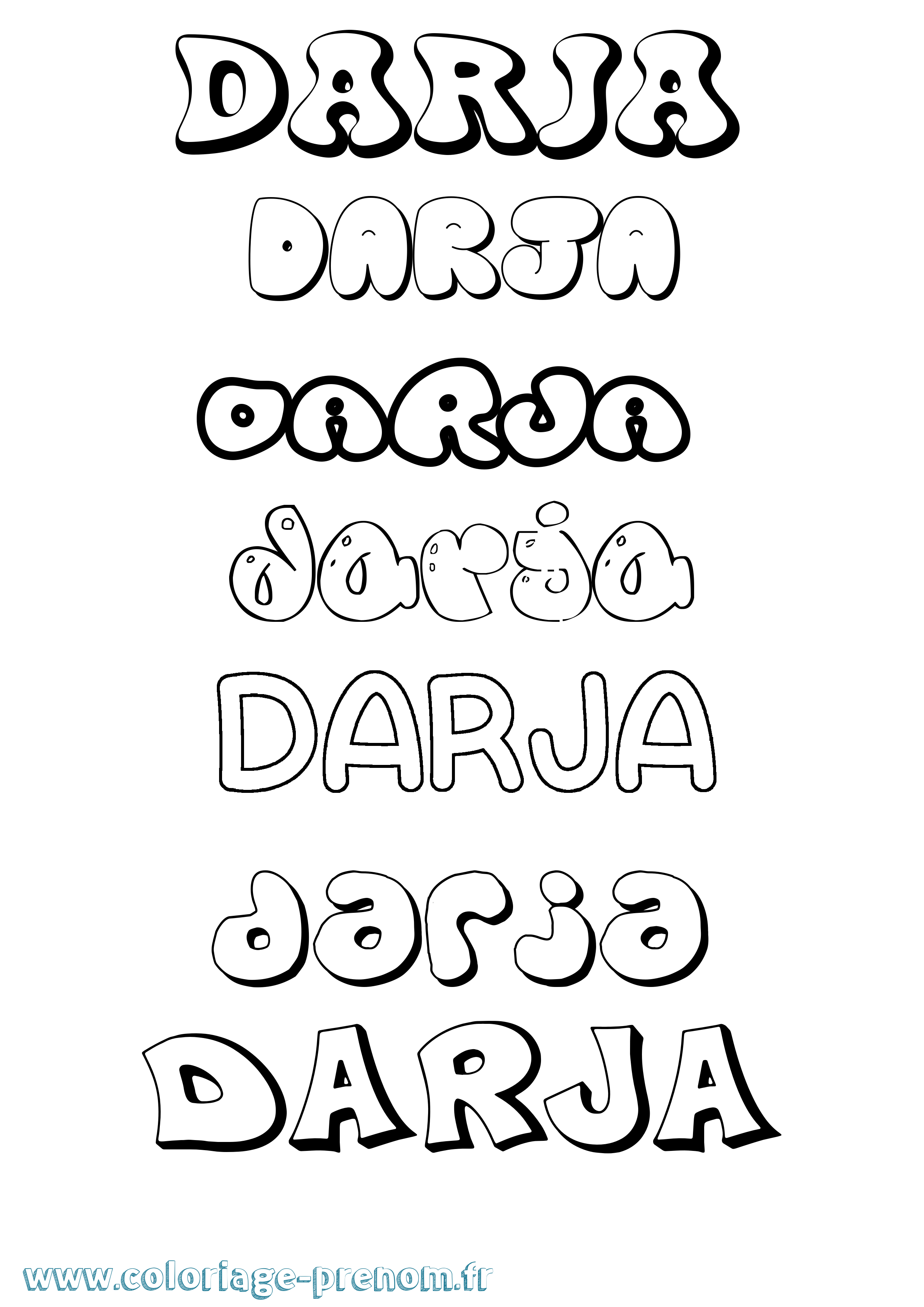 Coloriage Darja Bubble Coloriage prénom Darja Bubble