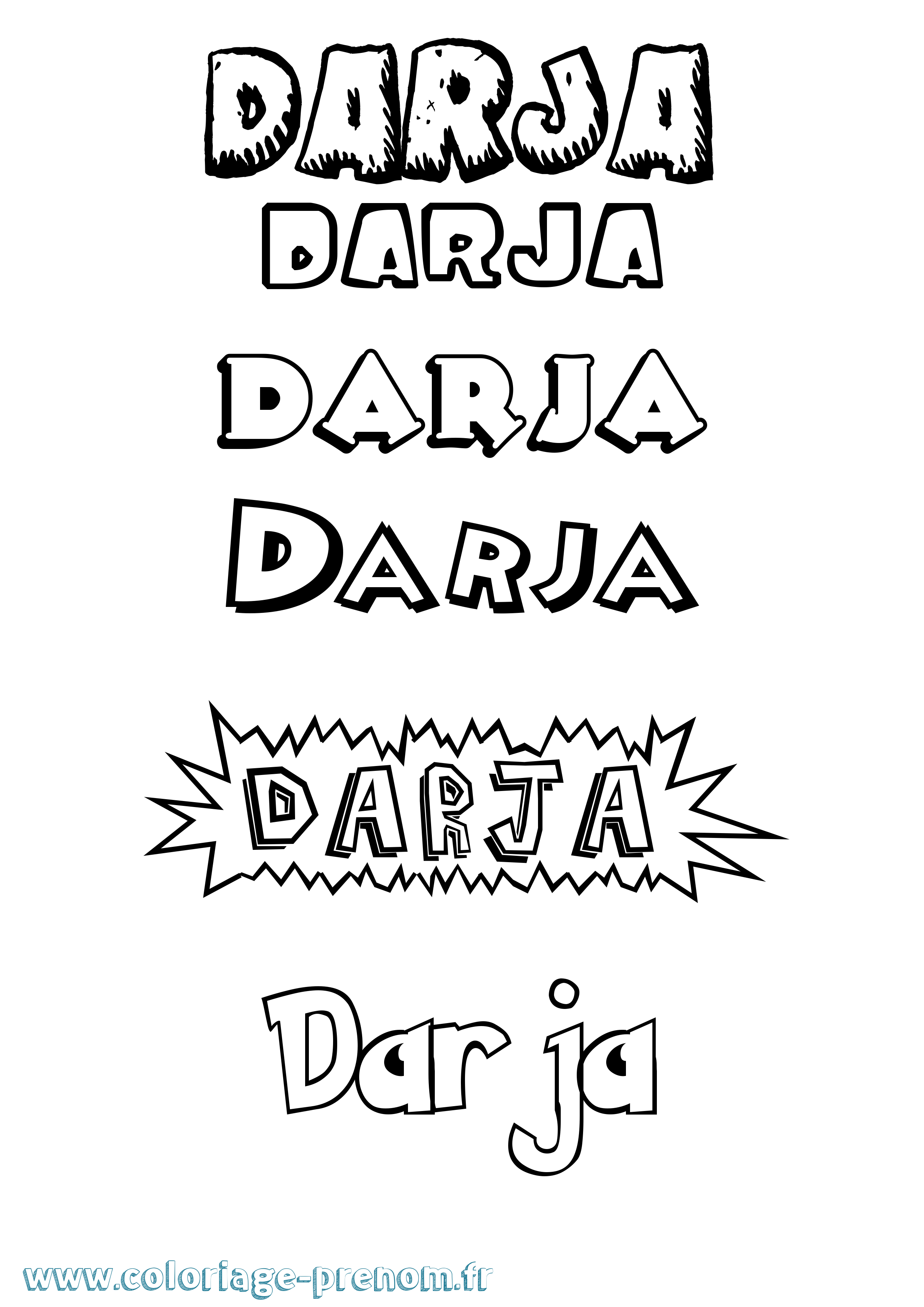 Coloriage Darja Dessin Animé Coloriage prénom Darja Dessin Animé