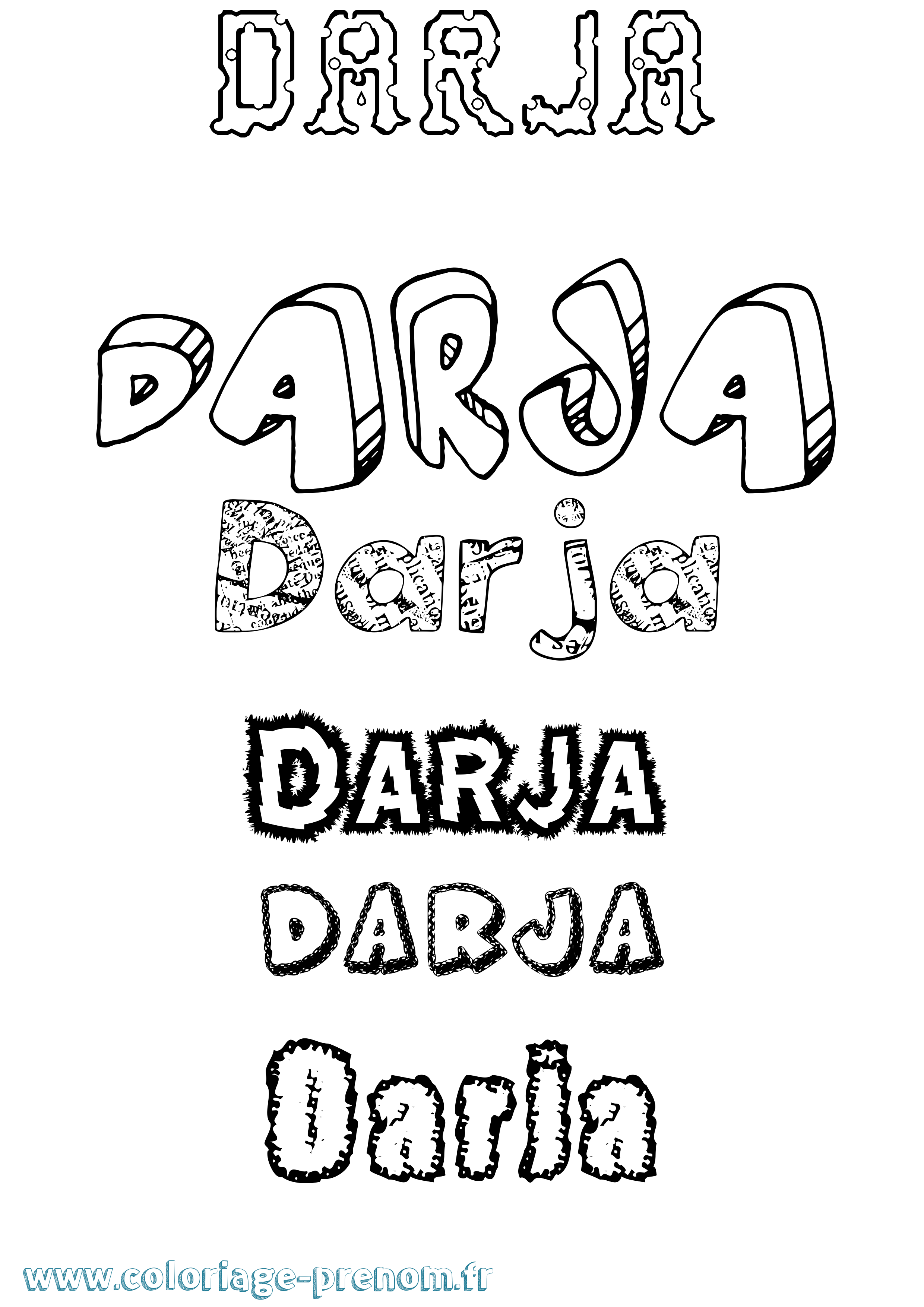 Coloriage Darja Destructuré Coloriage prénom Darja Destructuré