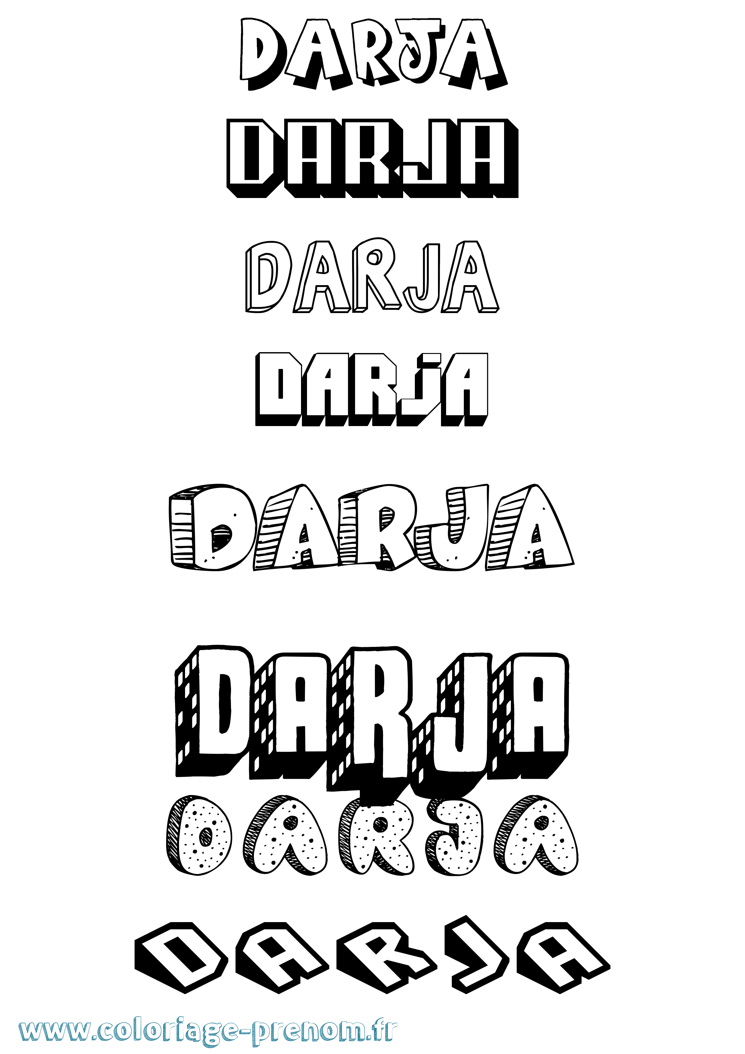Coloriage Darja Effet 3D Coloriage prénom Darja Effet 3D