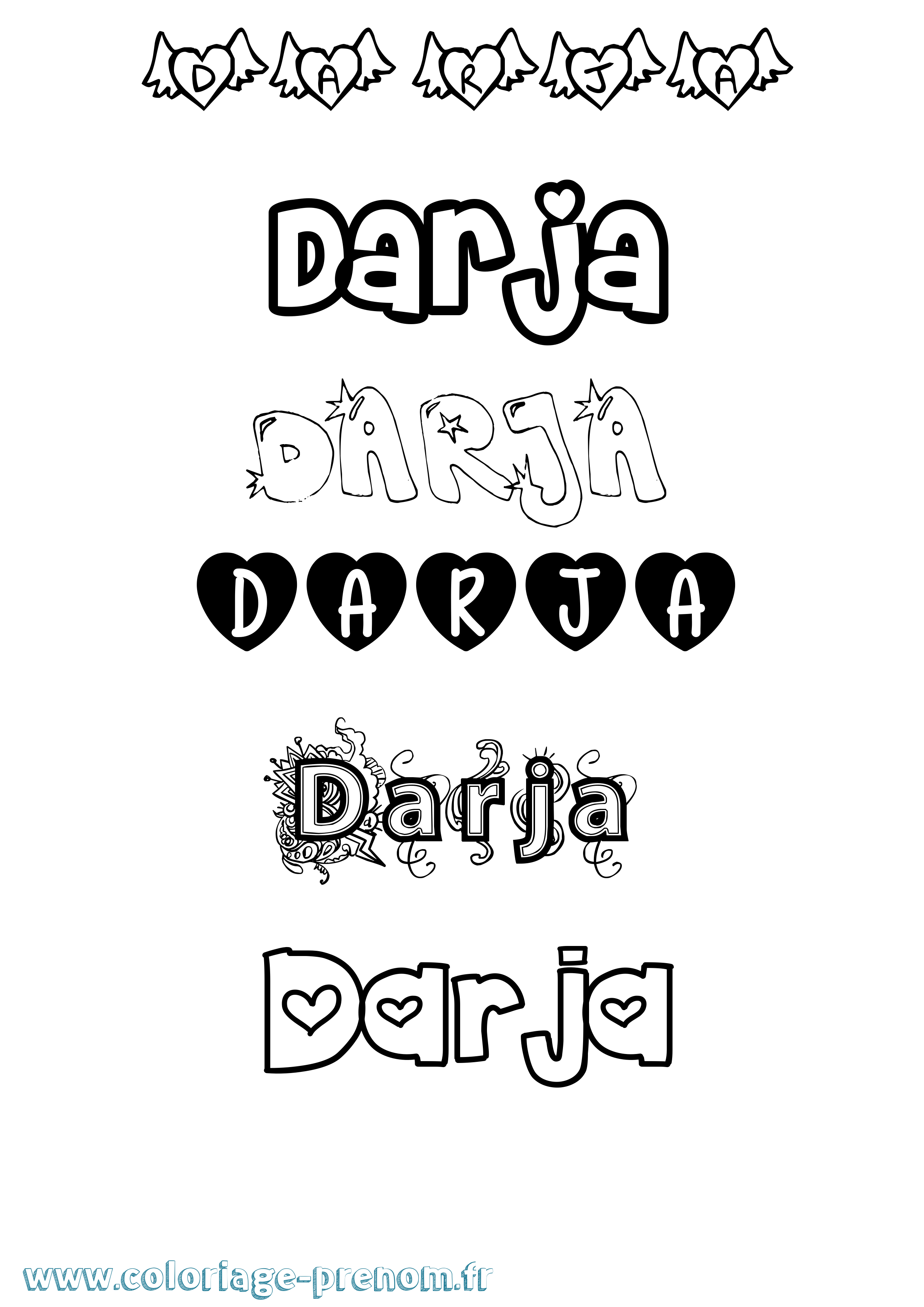 Coloriage Darja Girly Coloriage prénom Darja Girly