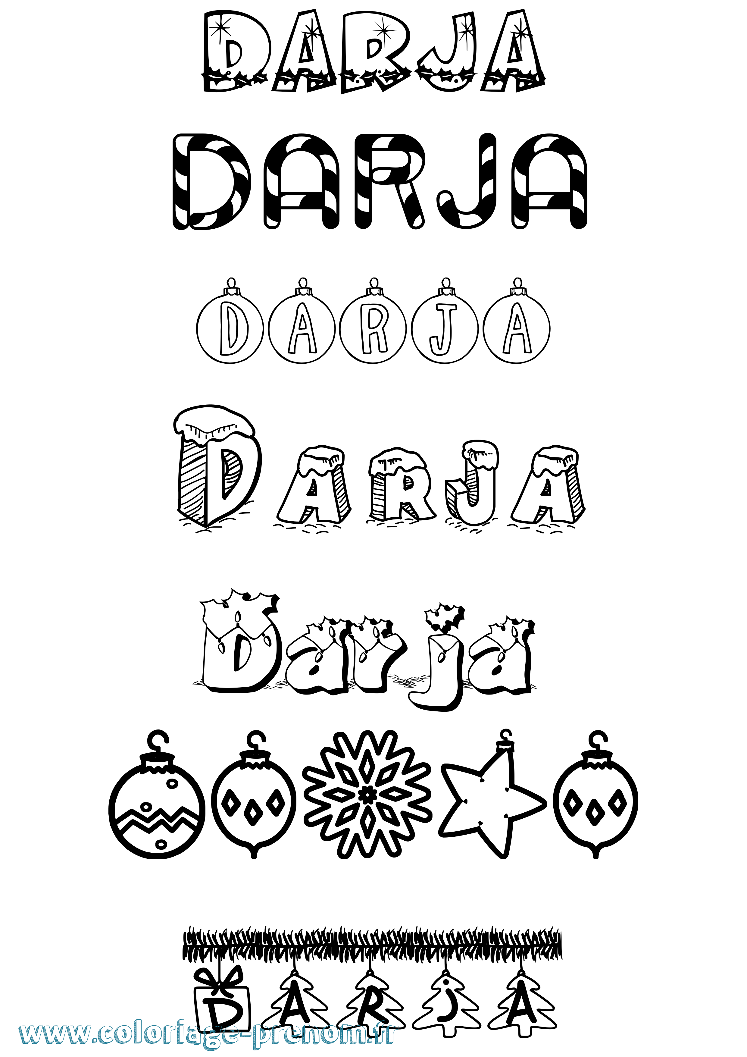 Coloriage Darja Noël Coloriage prénom Darja Noël