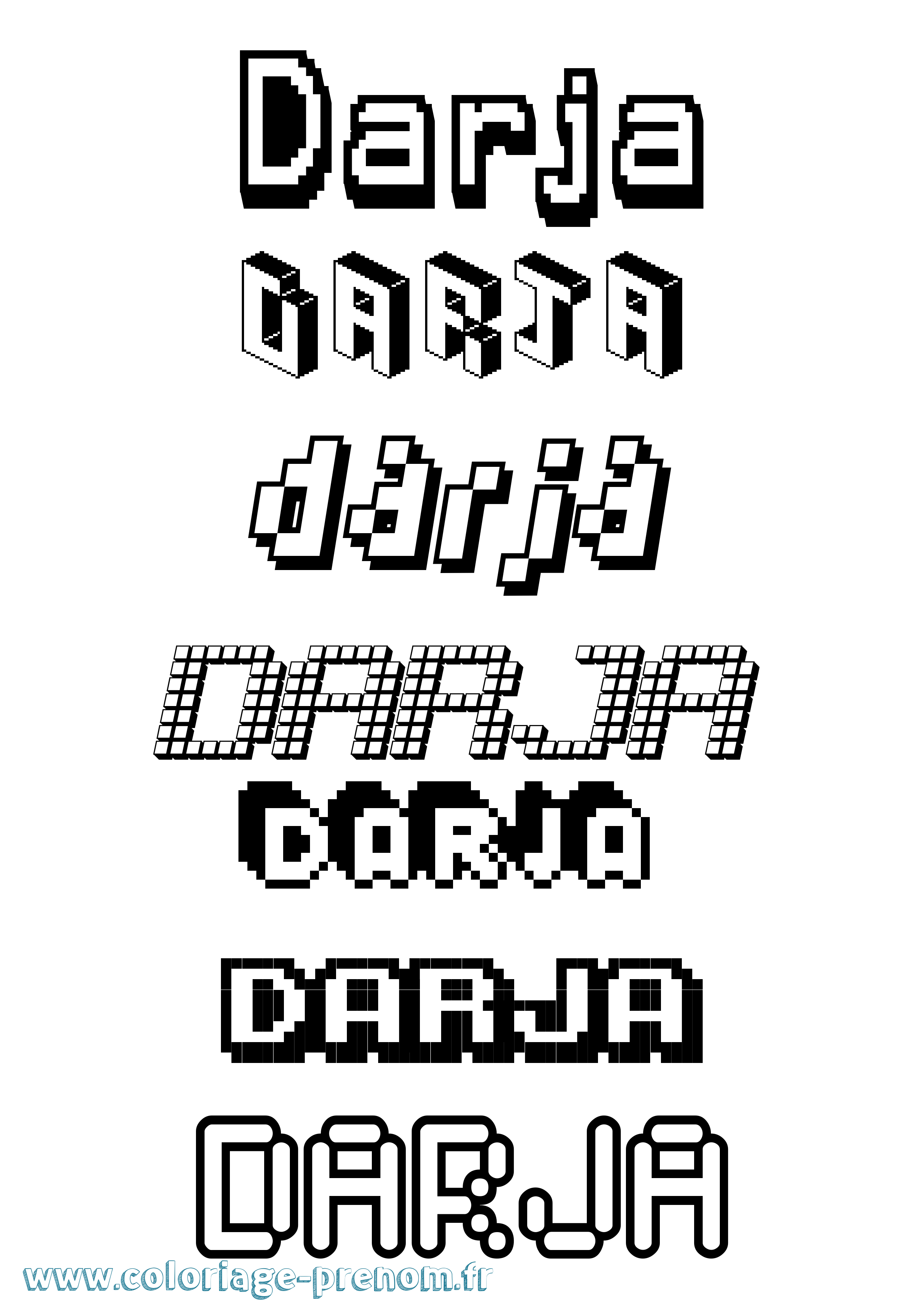 Coloriage Darja Pixel Coloriage prénom Darja Pixel