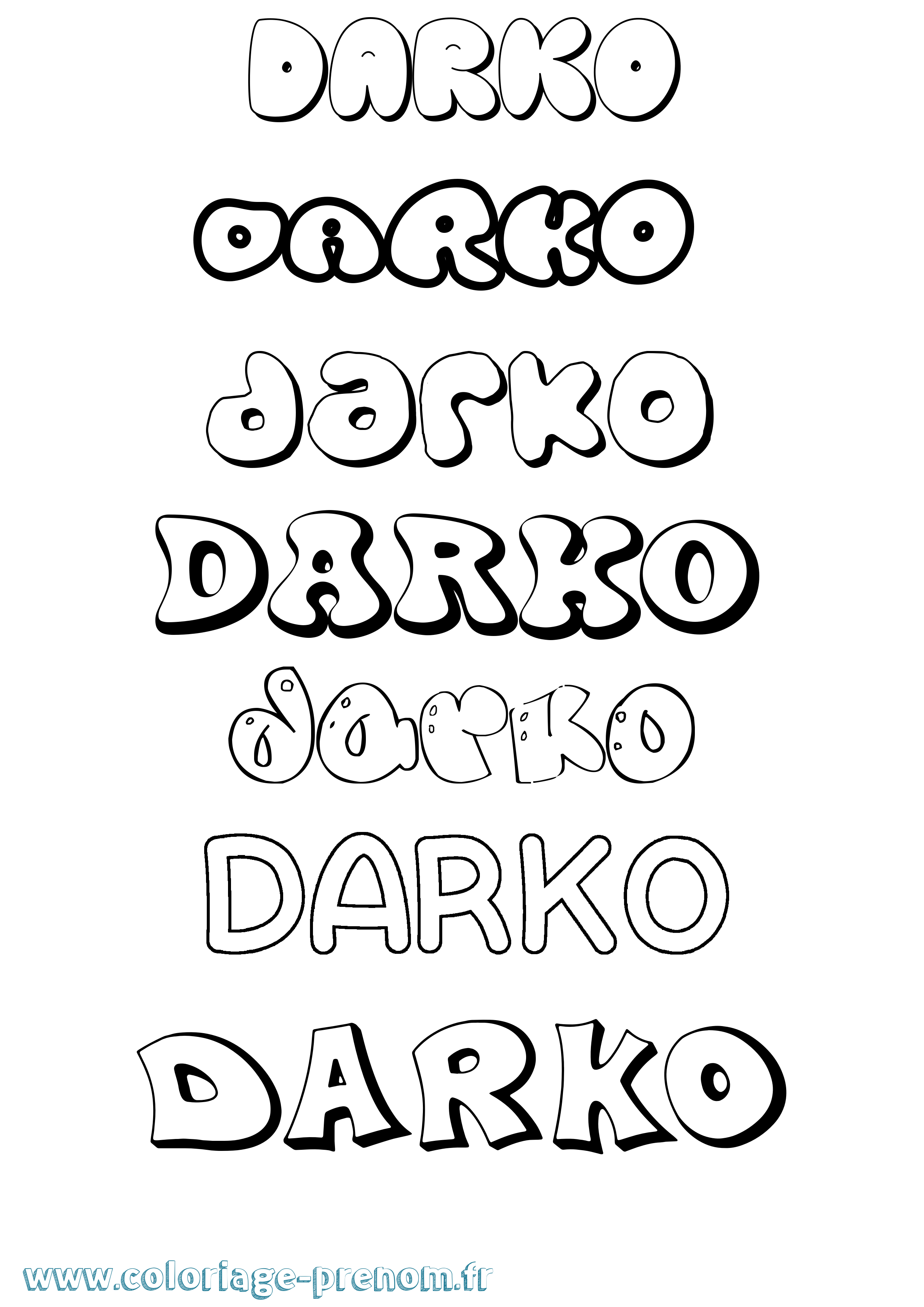 Coloriage Darko Bubble Coloriage prénom Darko Bubble