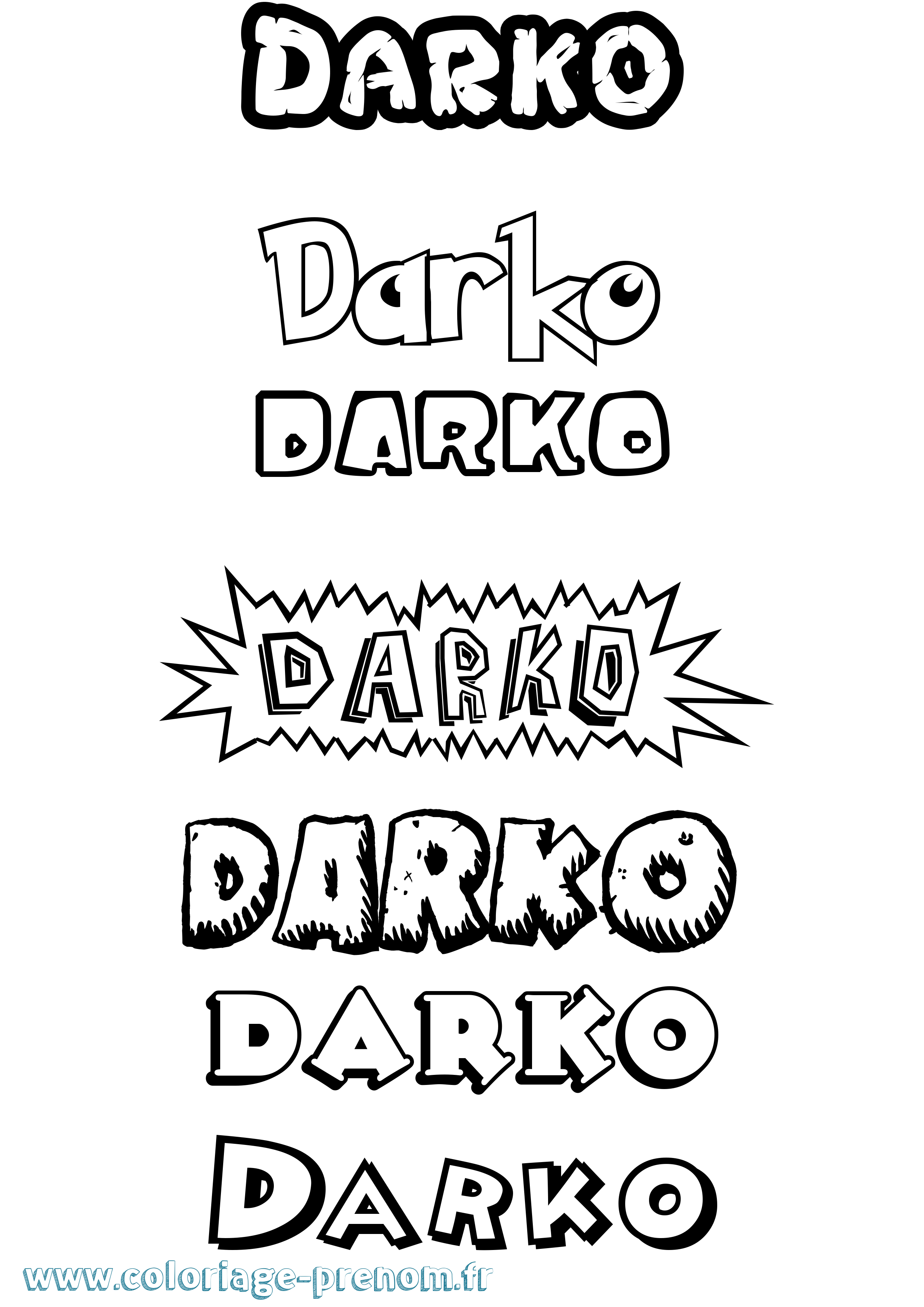 Coloriage Darko Dessin Animé Coloriage prénom Darko Dessin Animé
