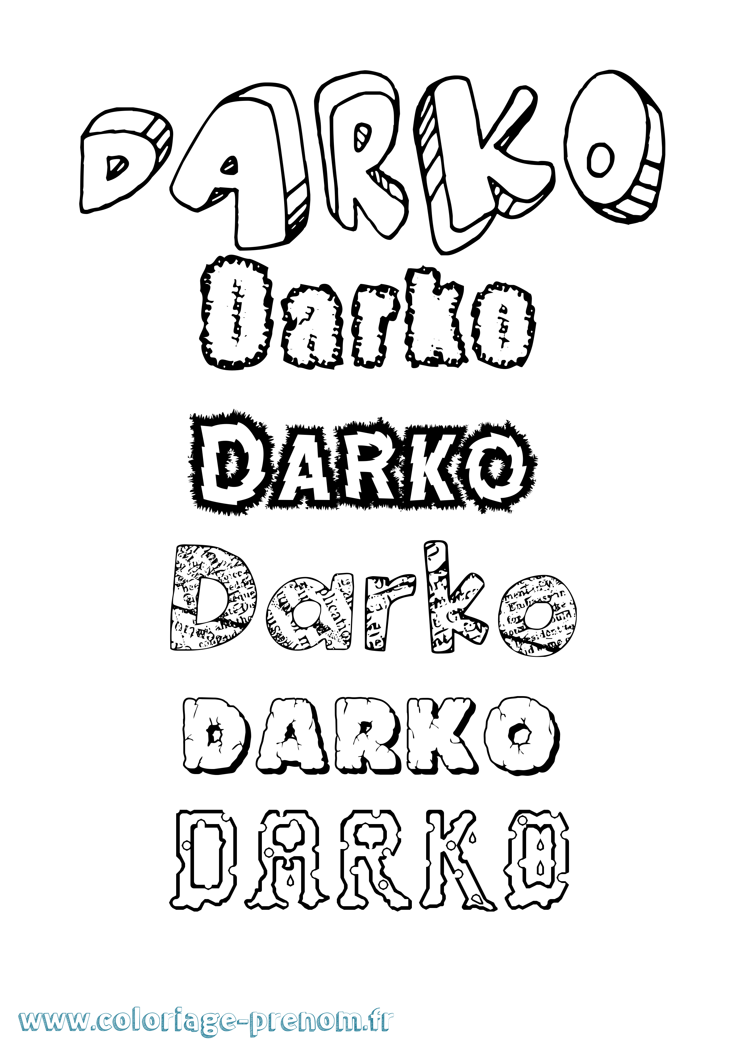 Coloriage Darko Destructuré Coloriage prénom Darko Destructuré