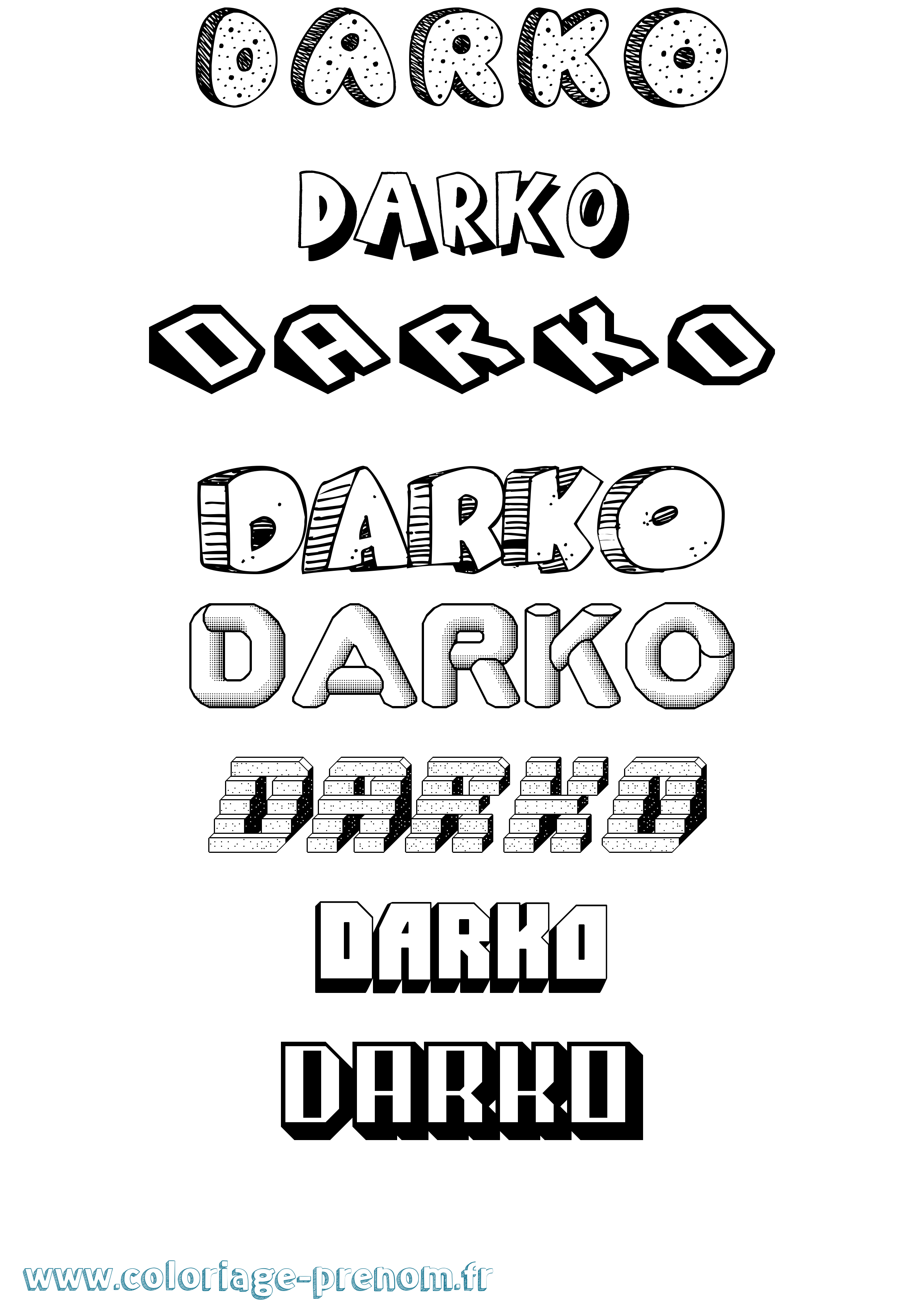 Coloriage Darko Effet 3D Coloriage prénom Darko Effet 3D