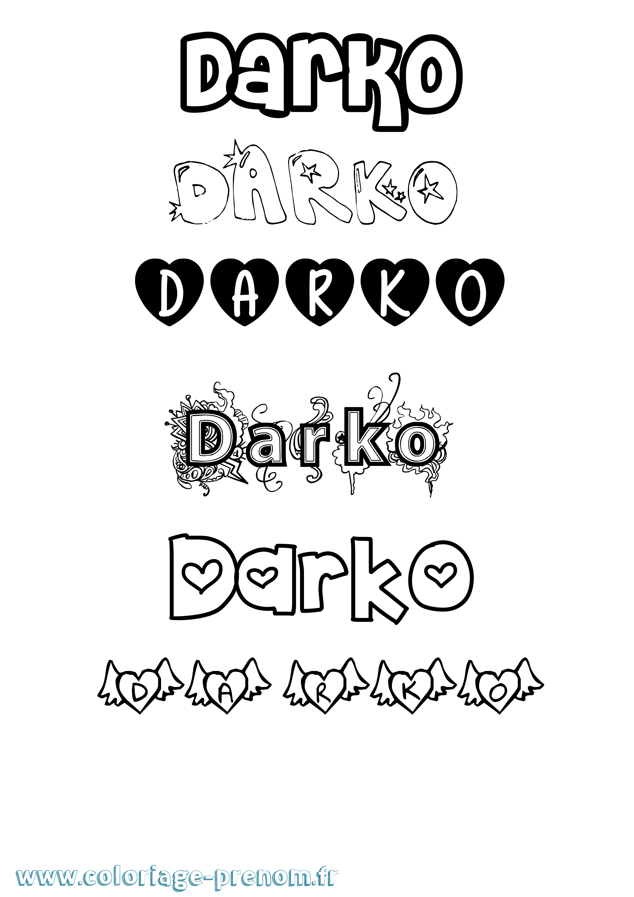 Coloriage Darko Girly Coloriage prénom Darko Girly