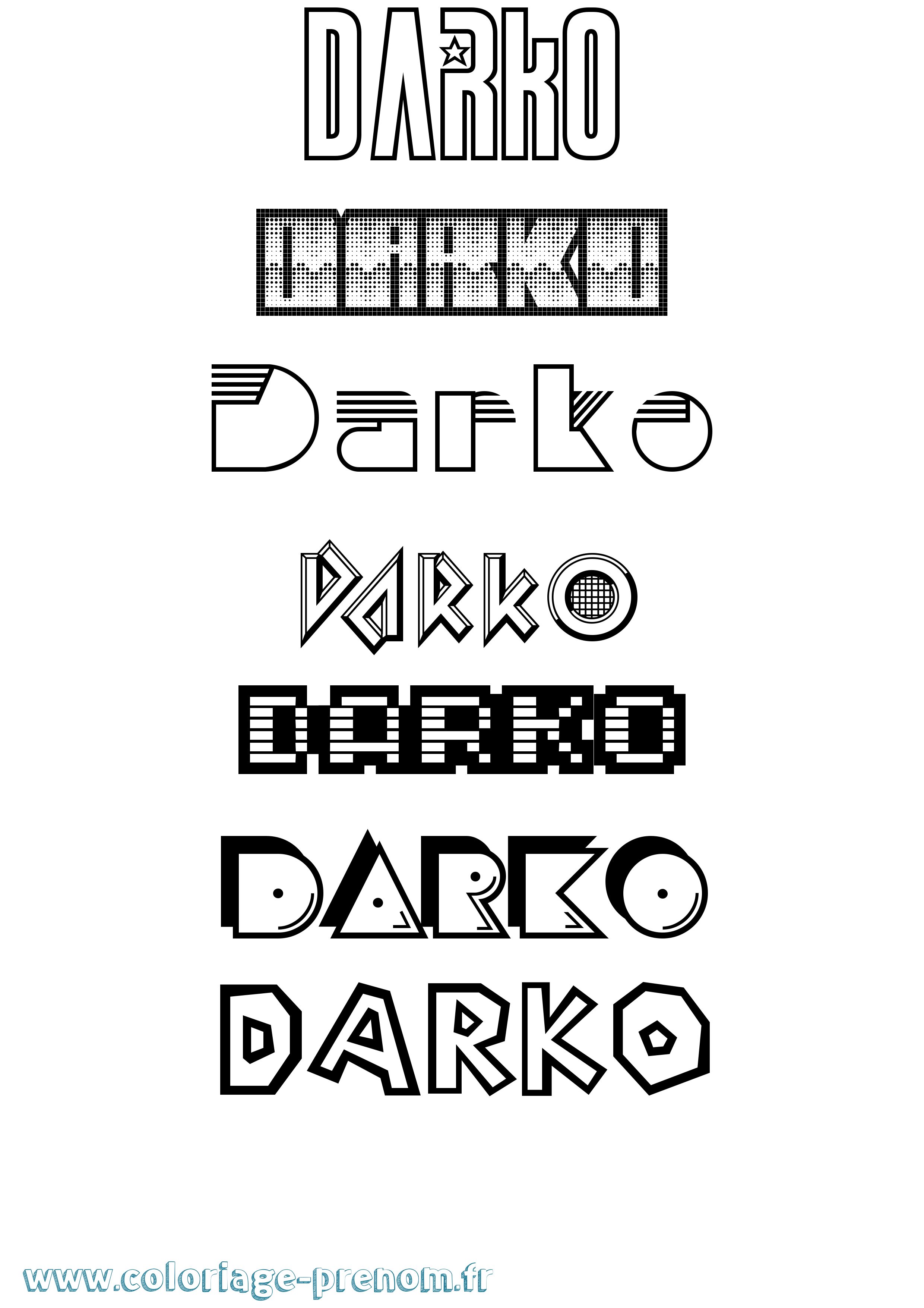 Coloriage Darko Jeux Vidéos Coloriage prénom Darko Jeux Vidéos