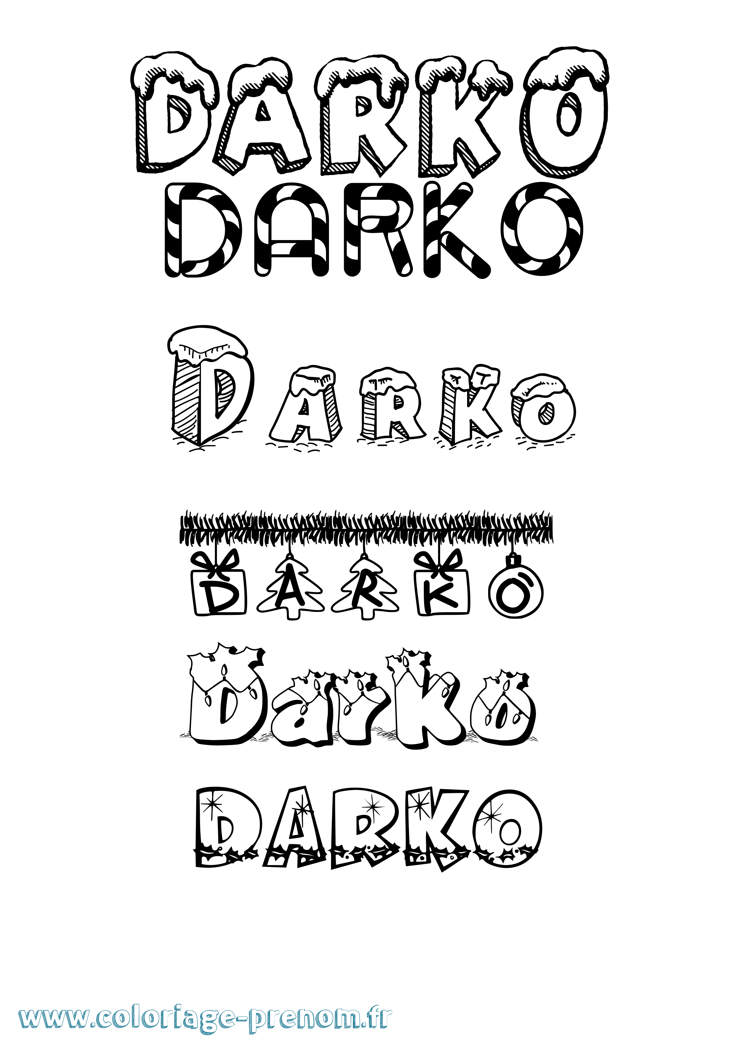 Coloriage Darko Noël Coloriage prénom Darko Noël