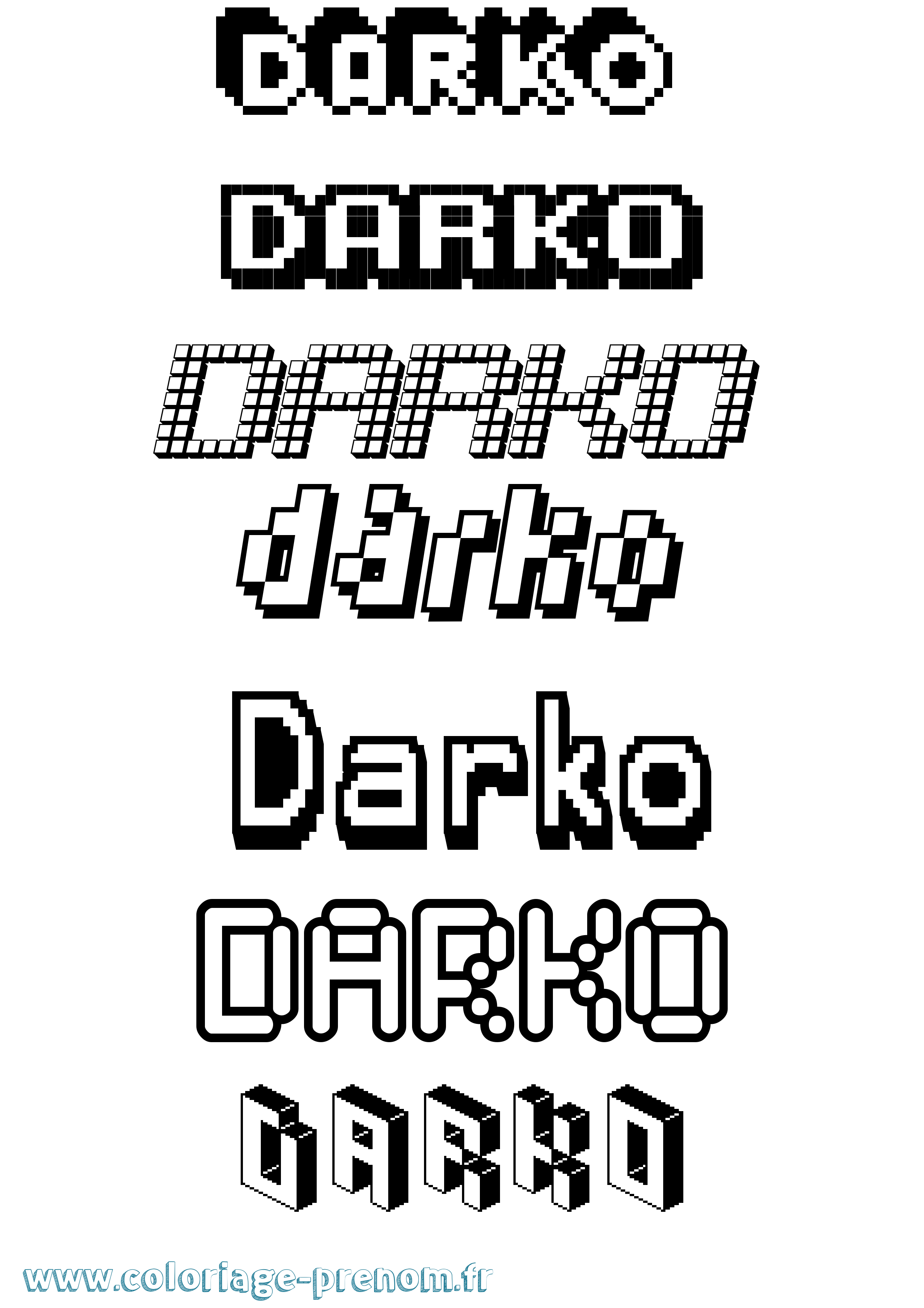 Coloriage Darko Pixel Coloriage prénom Darko Pixel