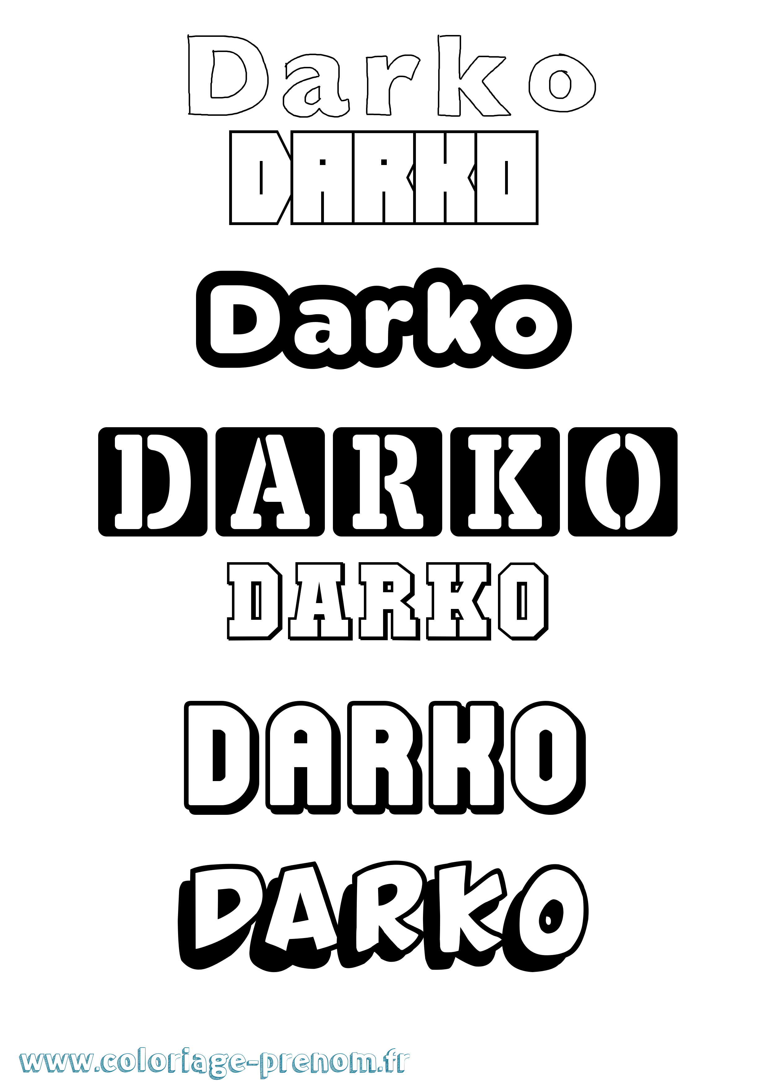 Coloriage Darko Simple Coloriage prénom Darko Simple